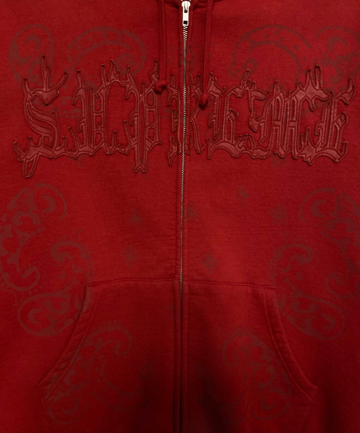 [Pre-owned] SUPREME 25SS Leather Appliqué Zip Up Hooded Sweatshirt