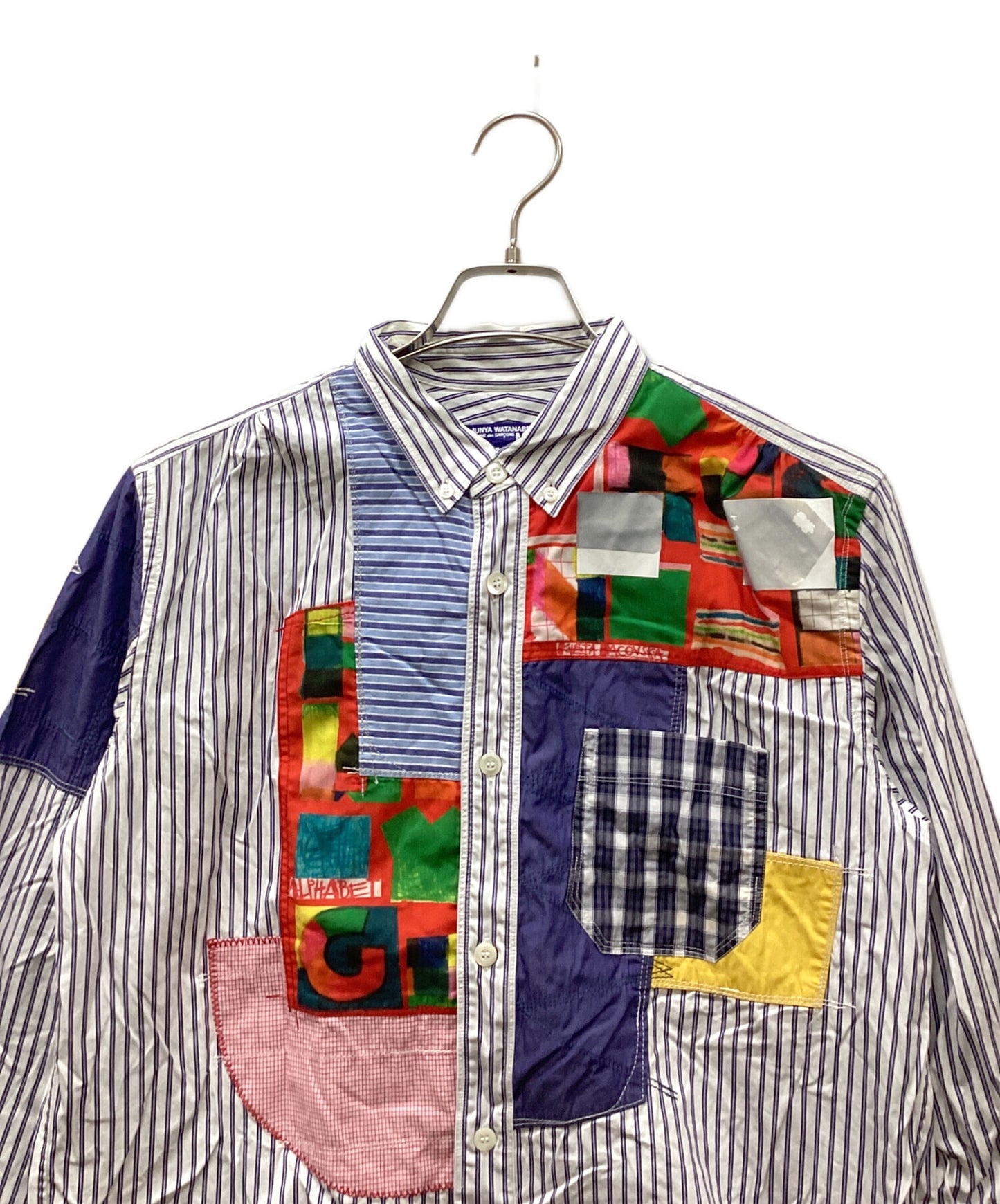 [Pre-owned] COMME des GARCONS JUNYA WATANABE MAN Cotton stripe and multi-material patchwork long-sleeved shirt WG-B020