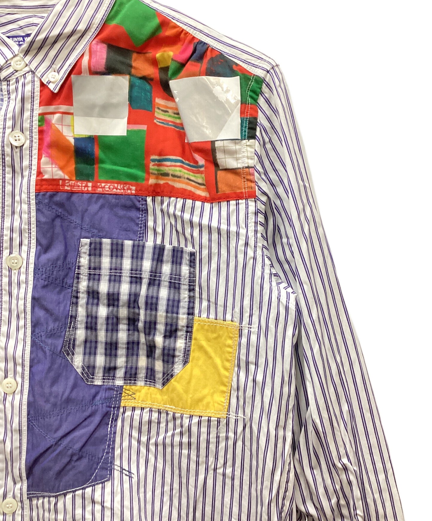 [Pre-owned] COMME des GARCONS JUNYA WATANABE MAN Cotton stripe and multi-material patchwork long-sleeved shirt WG-B020