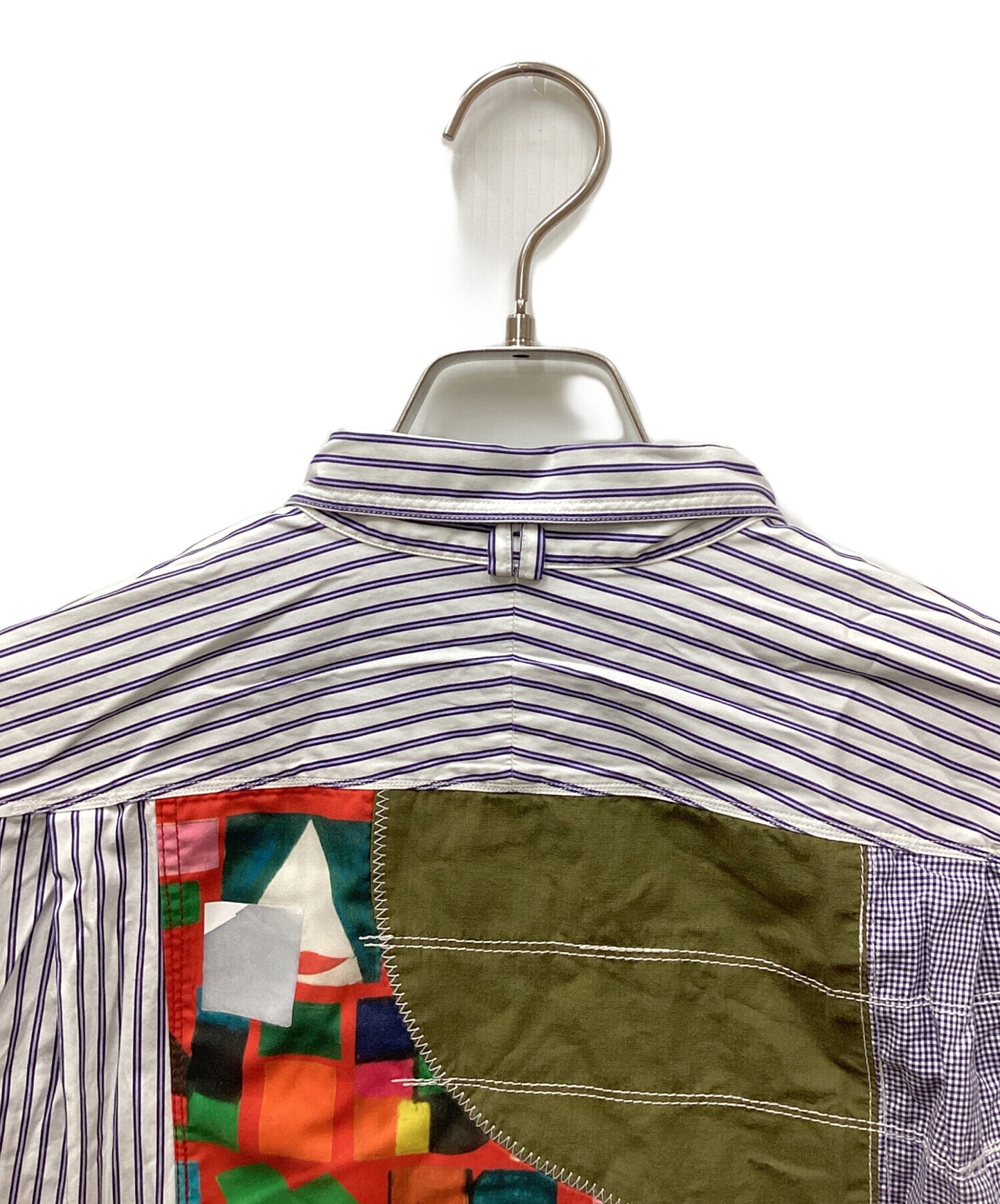 [Pre-owned] COMME des GARCONS JUNYA WATANABE MAN Cotton stripe and multi-material patchwork long-sleeved shirt WG-B020