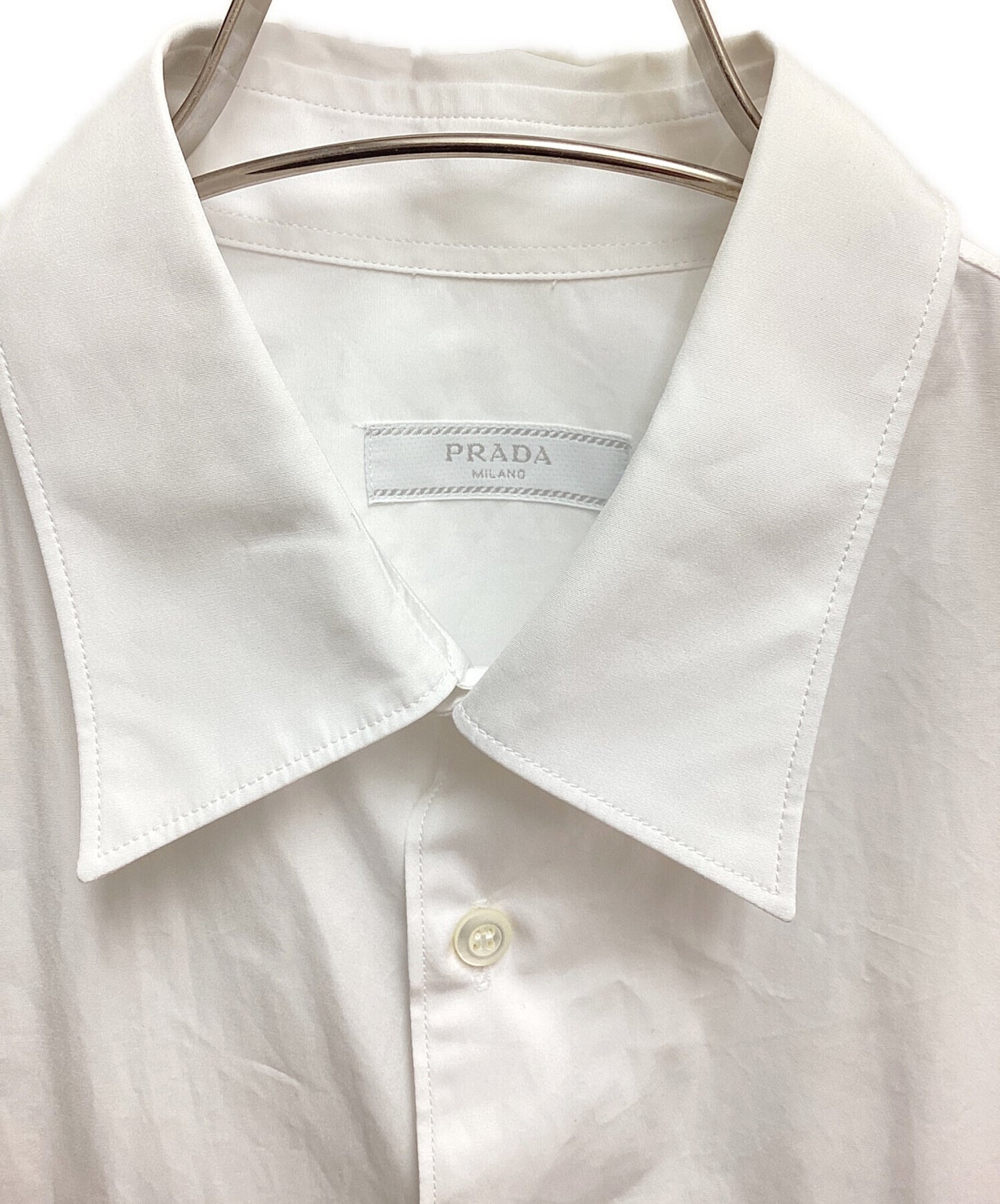 [Pre-owned] PRADA Plain Cotton Logo Luxury Shirts UCS503 S000 1XV2