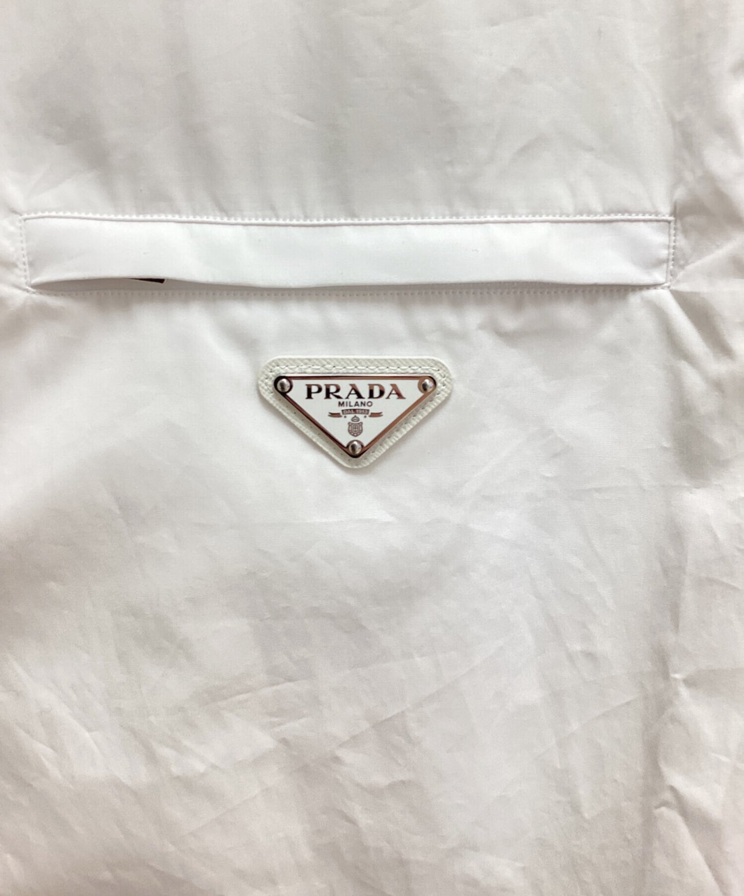 [Pre-owned] PRADA Plain Cotton Logo Luxury Shirts UCS503 S000 1XV2