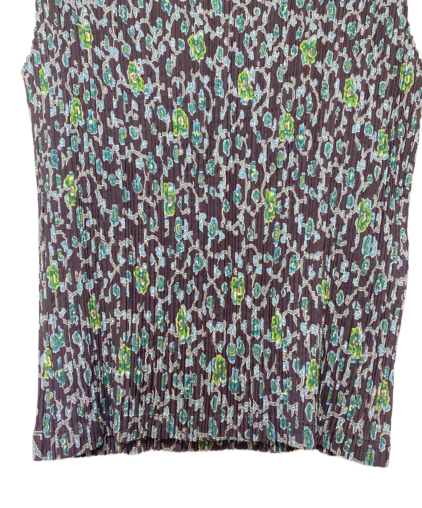 [Pre-owned] ISSEY MIYAKE FETE Flower Print Pleated Sleeveless High Neck Top IF54FJ709