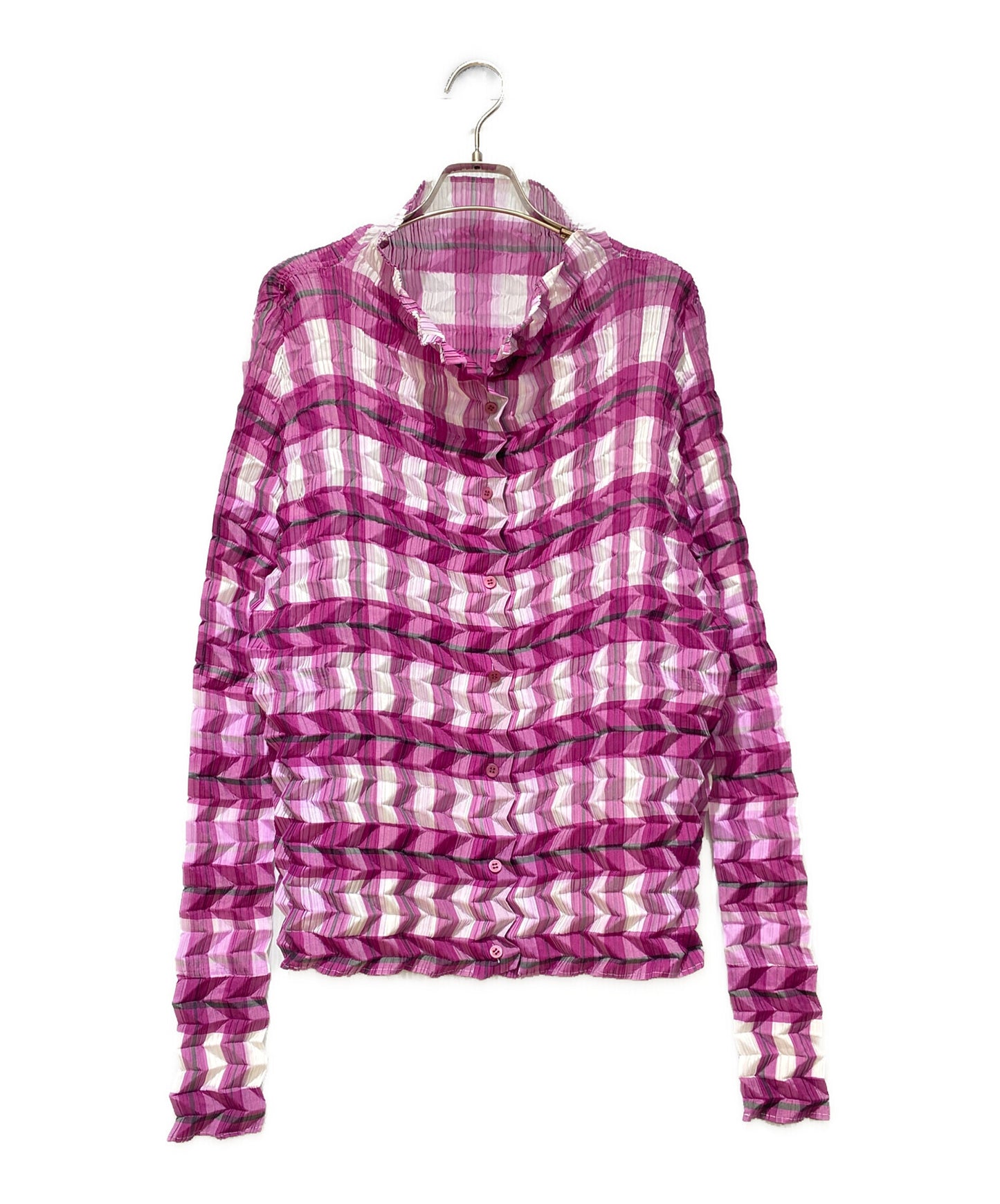 [Pre-owned] ISSEY MIYAKE check pleated blouse IM33FJ607