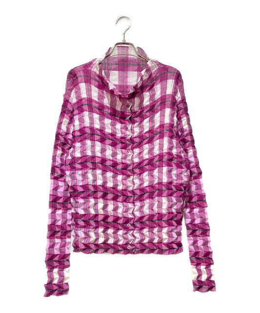 [Pre-owned] ISSEY MIYAKE check pleated blouse IM33FJ607