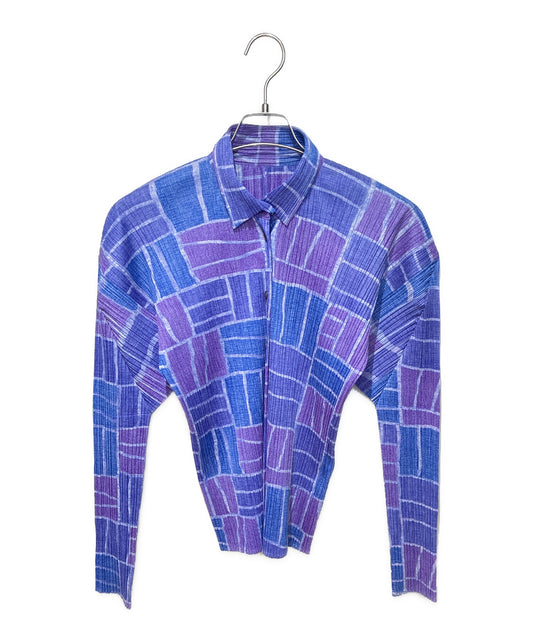 [Pre-owned] PLEATS PLEASE Long-sleeved pleated full-length button blouse PP84-JK983