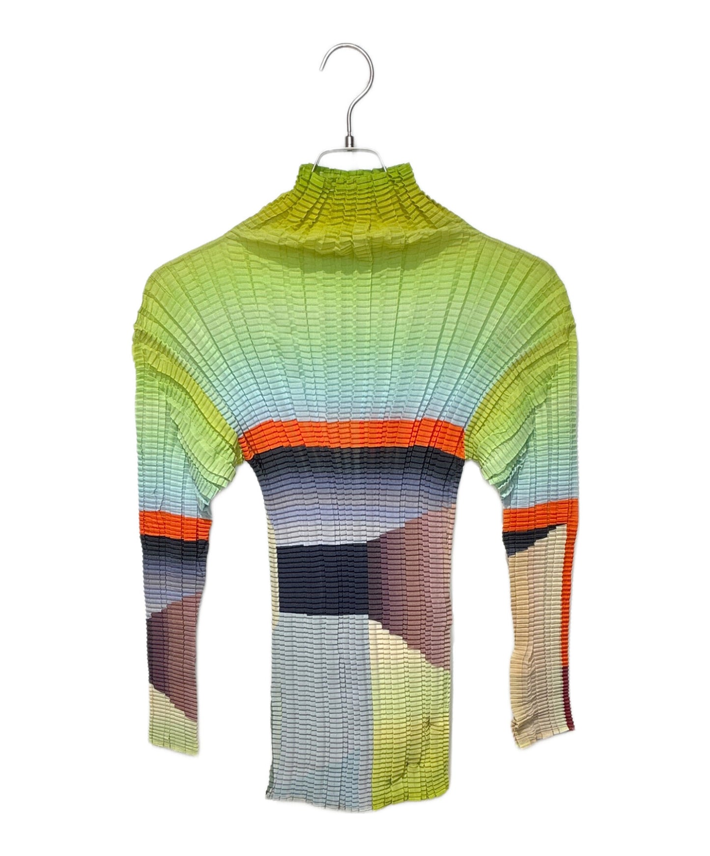 [Pre-owned] ISSEY MIYAKE Pleated high-neck blouse with all-over pattern IM74-FJ570