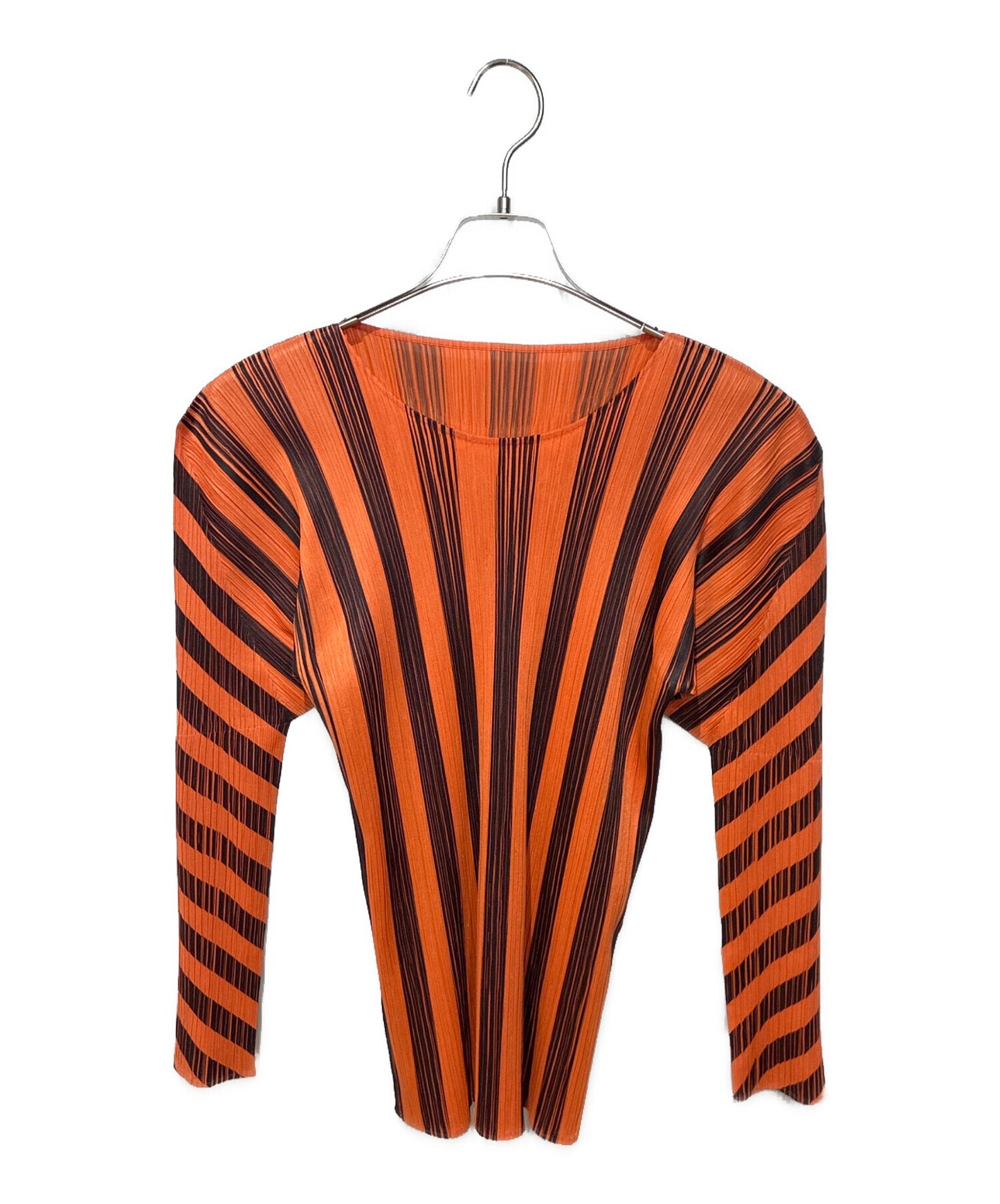 [Pre-owned] PLEATS PLEASE Long-sleeved pleated striped blouse