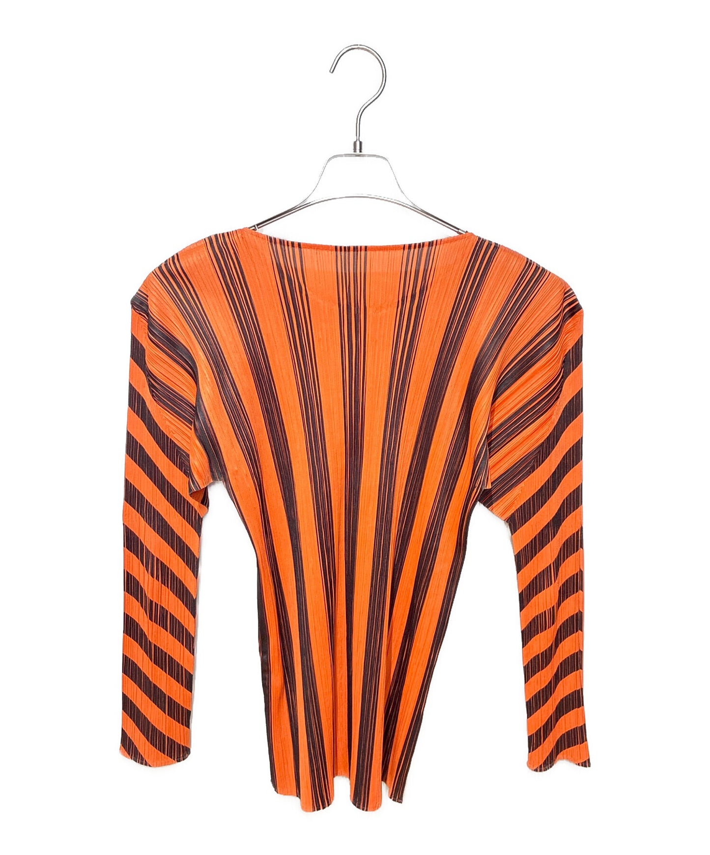 [Pre-owned] PLEATS PLEASE Long-sleeved pleated striped blouse