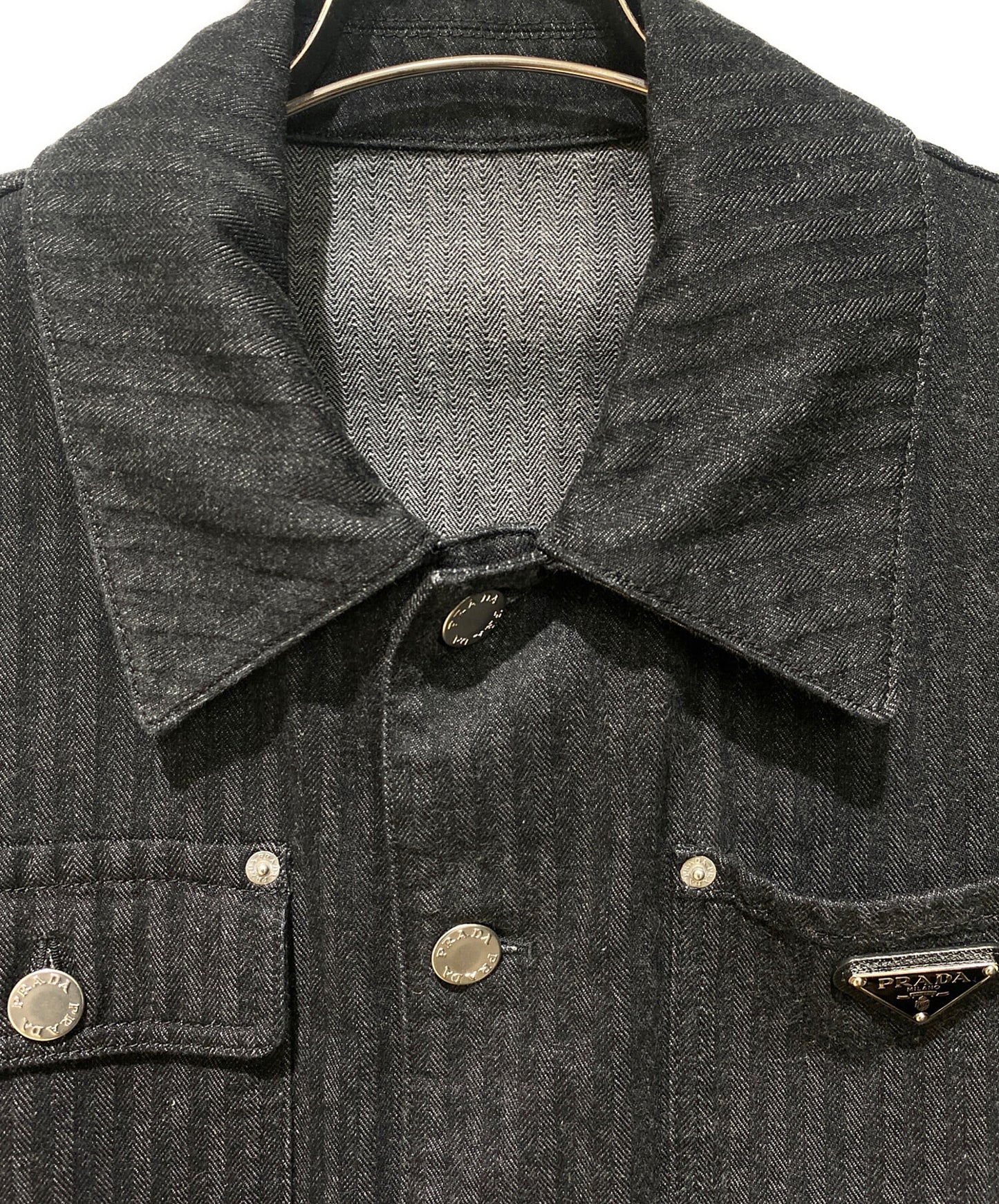 [Pre-owned] PRADA Logo Plate Denim Jacket GEB280 S000 16HD