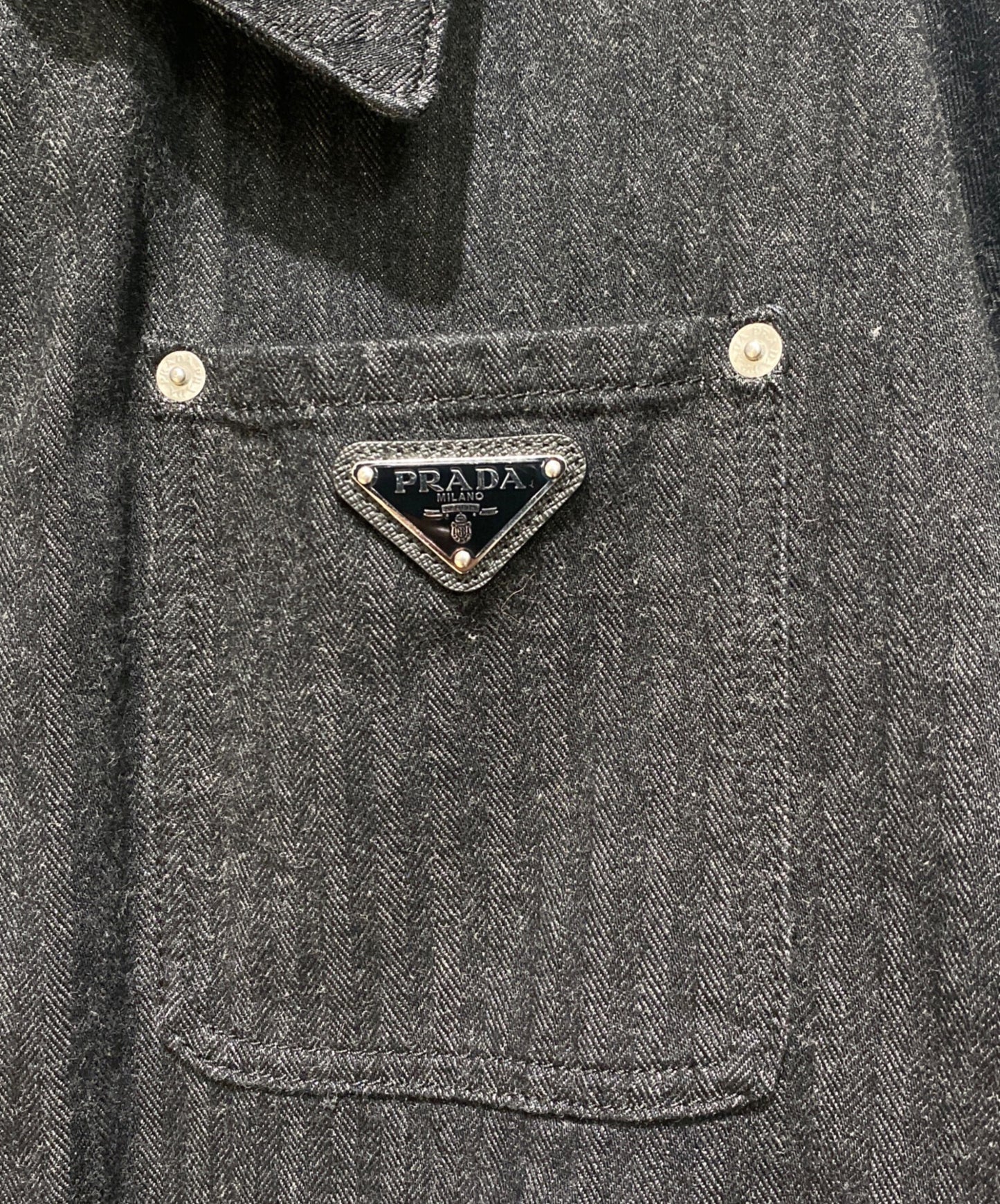 [Pre-owned] PRADA Logo Plate Denim Jacket GEB280 S000 16HD