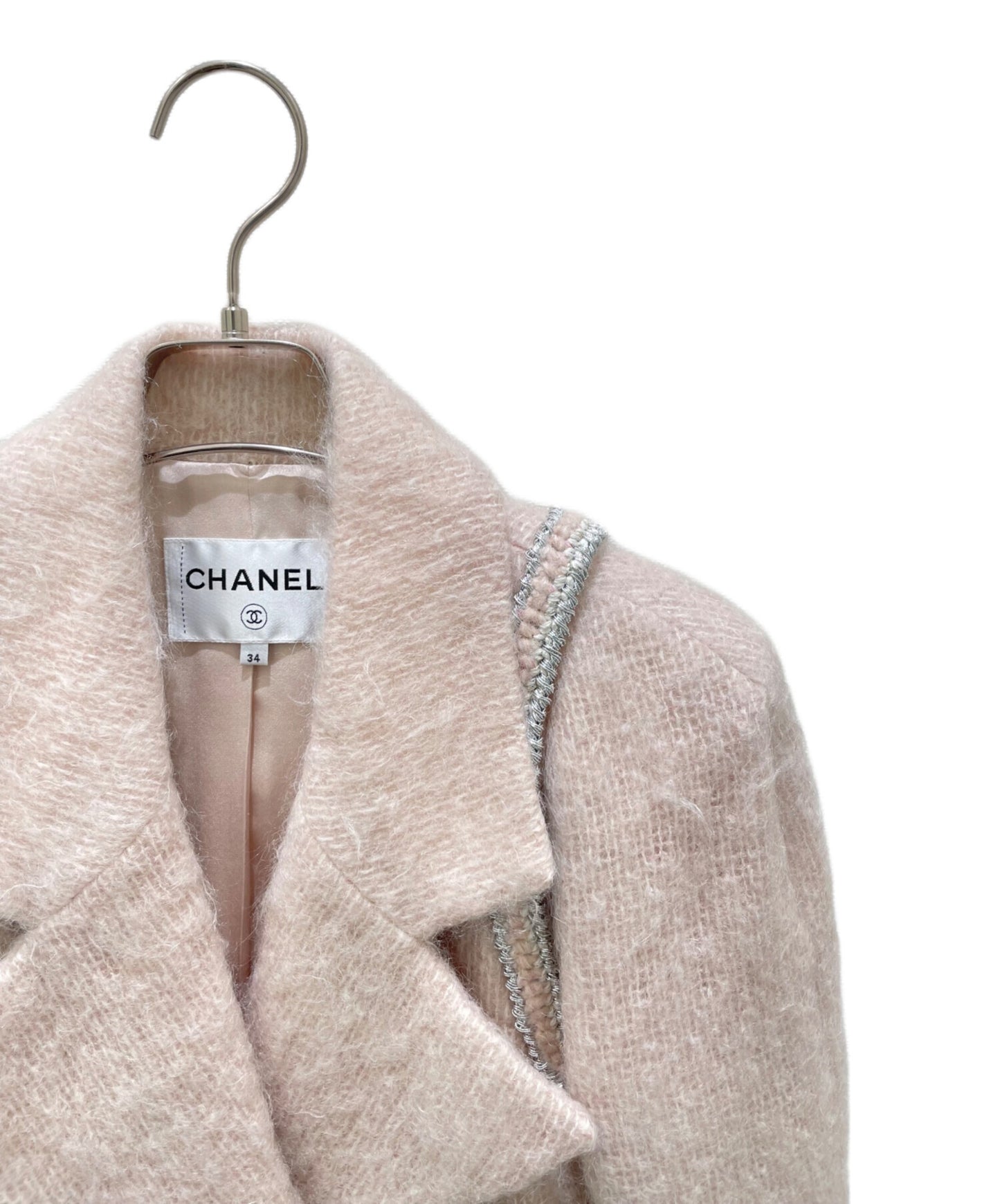 [Pre-owned] CHANEL Mohay tweed coat / coco button / lace P57583V43509