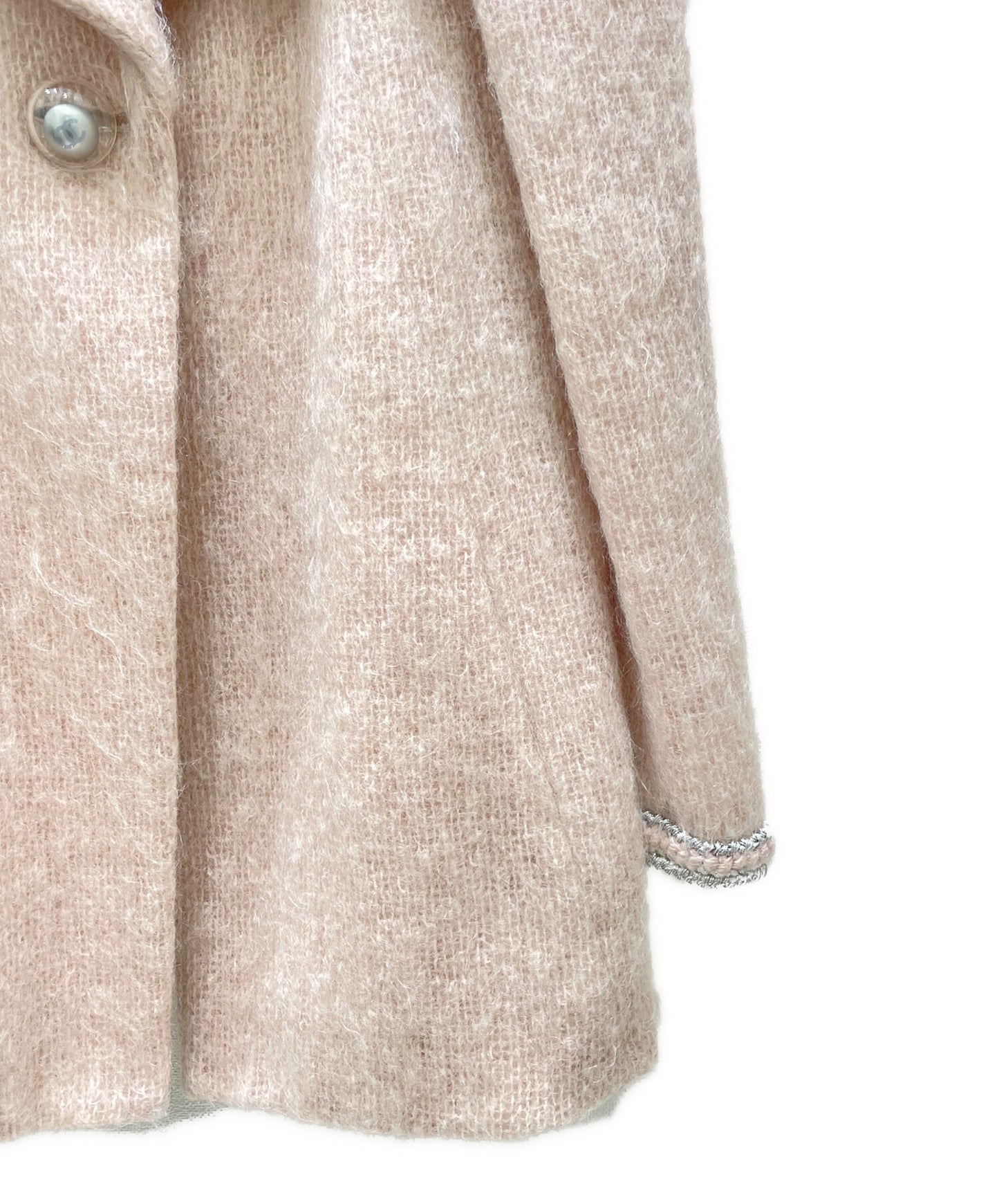 [Pre-owned] CHANEL Mohay tweed coat / coco button / lace P57583V43509