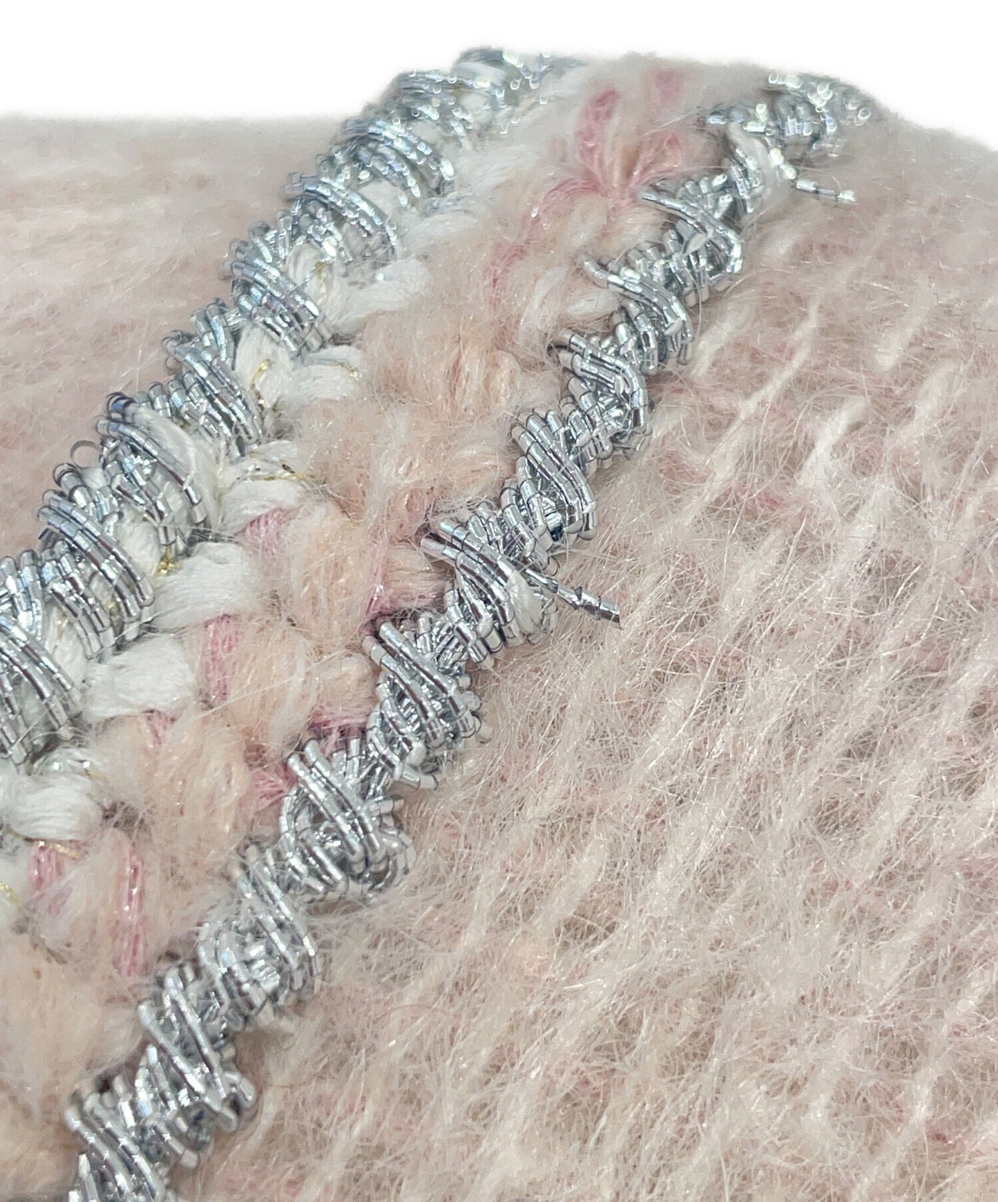 [Pre-owned] CHANEL Mohay tweed coat / coco button / lace P57583V43509