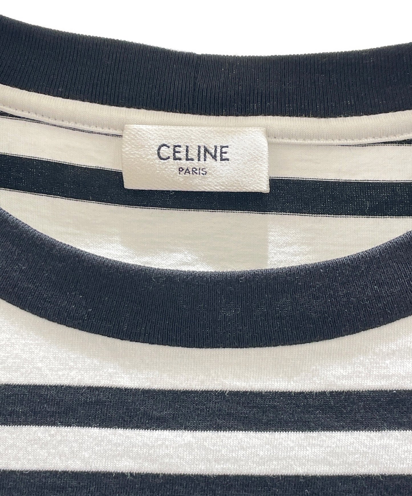 [Pre-owned] CELINE Loose T-Shirt Stripe / Cotton Jersey Off-White / Black 2X85M800M.01OB