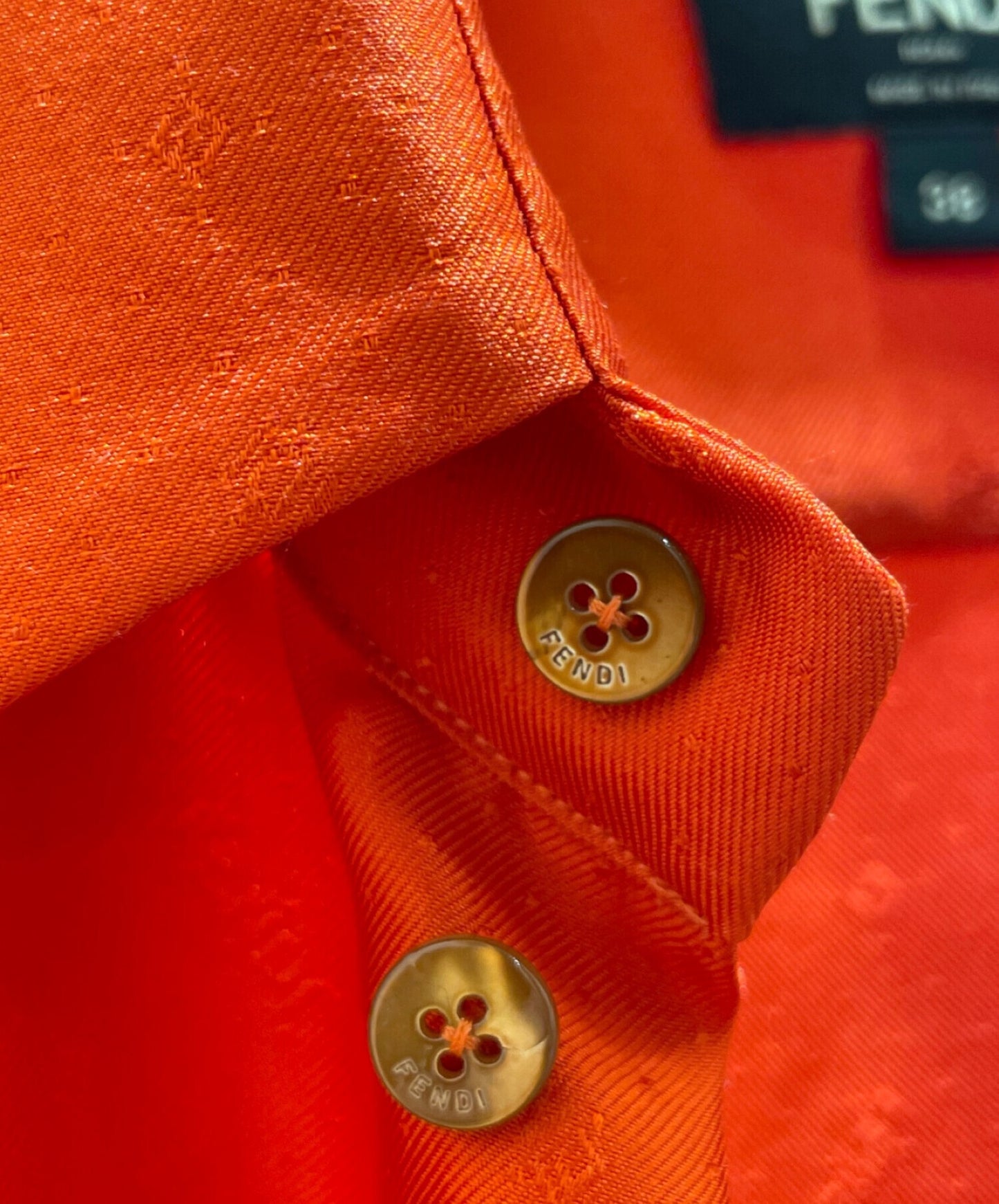 [Pre-owned] FENDI Short sleeve silk shirt / logo all over / orange shirt SA0795 AH20