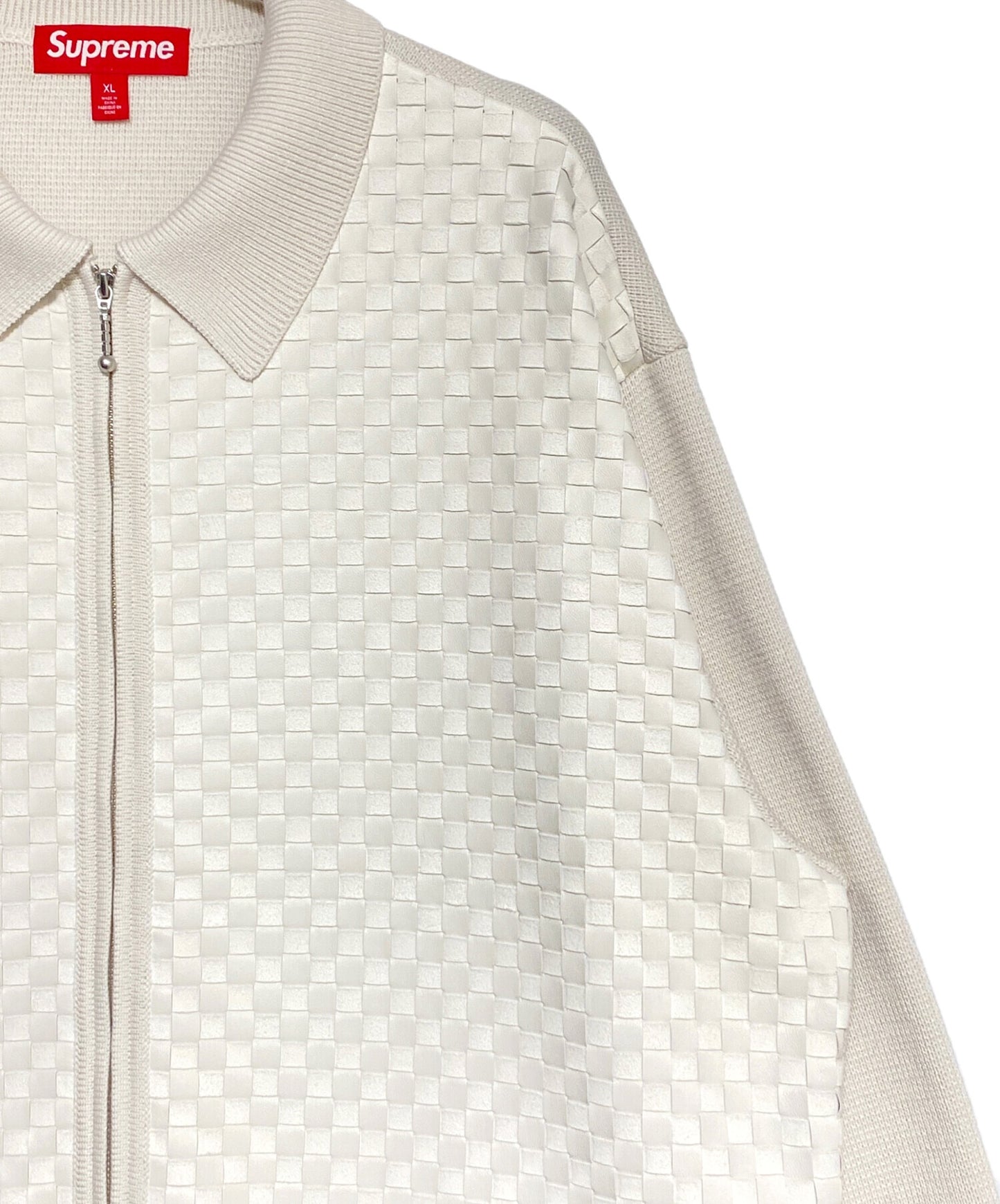 [Pre-owned] SUPREME Woven Leather Zip Up Cardigan