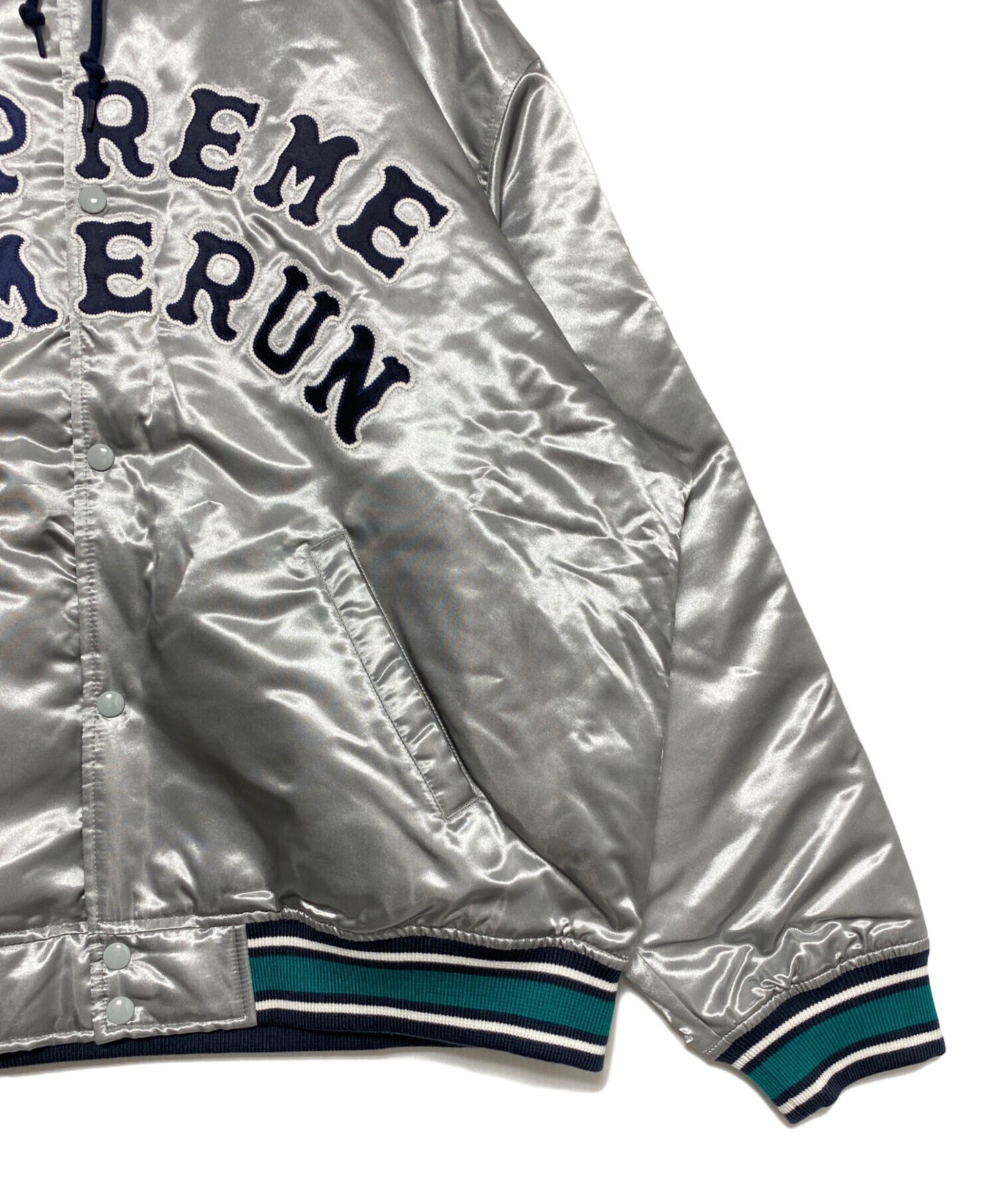 [Pre-owned] SUPREME Satin Hooded Varsity Jacket