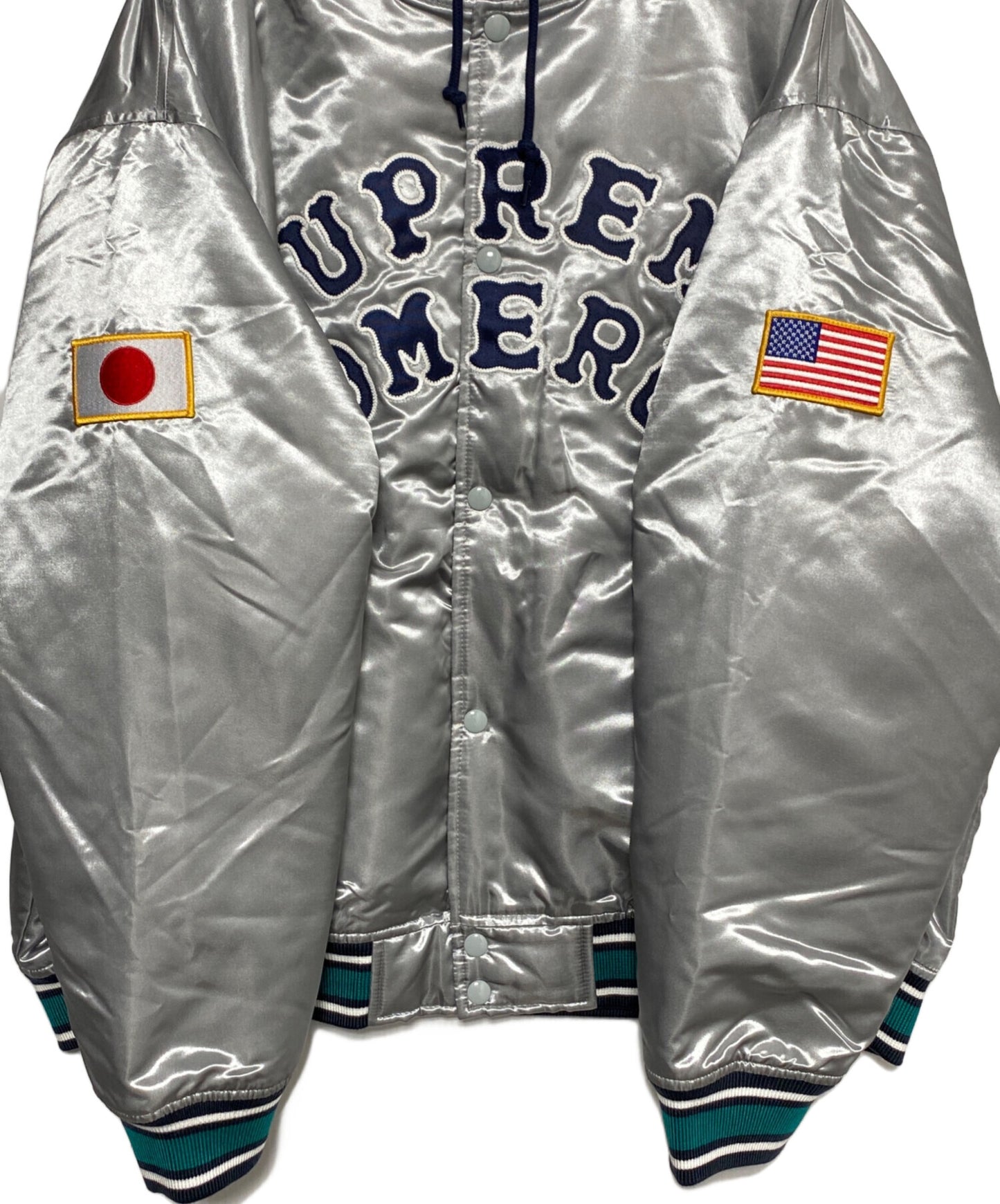 [Pre-owned] SUPREME Satin Hooded Varsity Jacket