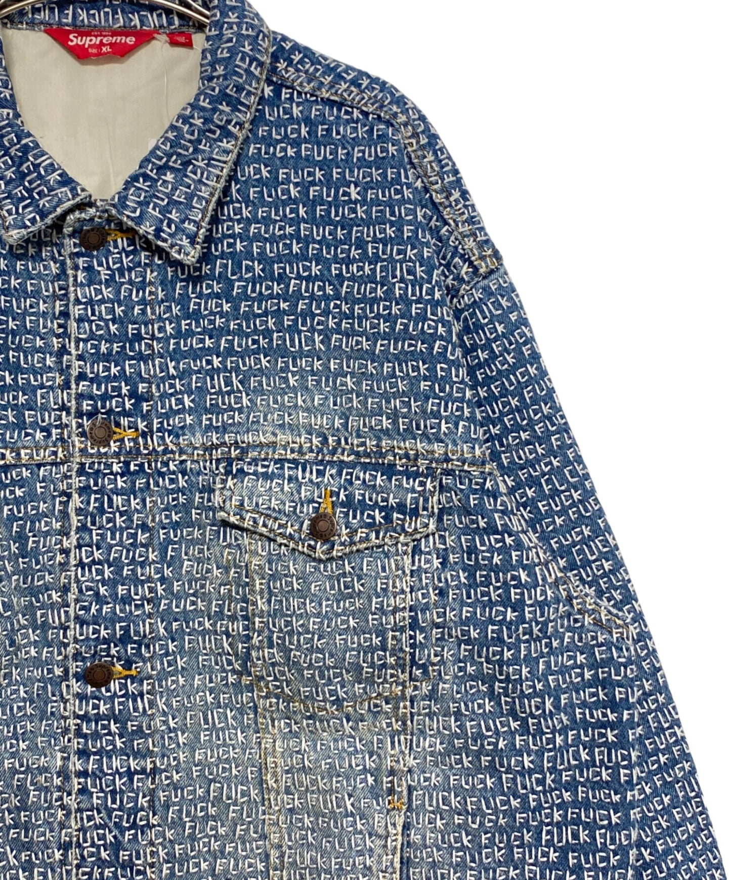 [Pre-owned] SUPREME Fuck Stitch Denim Trucker Jacket