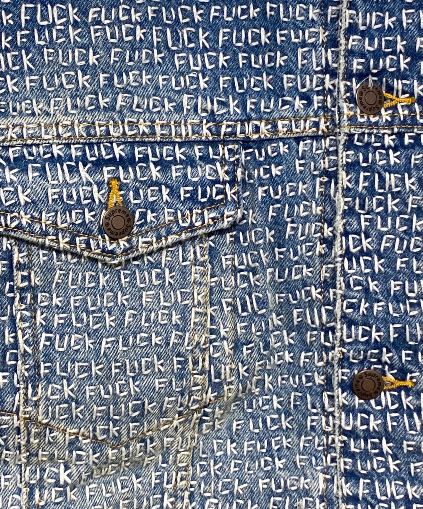 [Pre-owned] SUPREME Fuck Stitch Denim Trucker Jacket