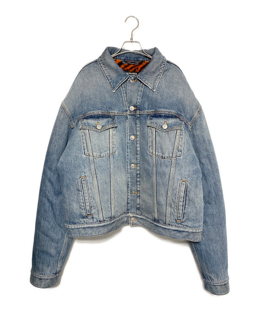 [Pre-owned] BALENCIAGA Tiger Boa Damaged Denim Jacket 657603 TJW73