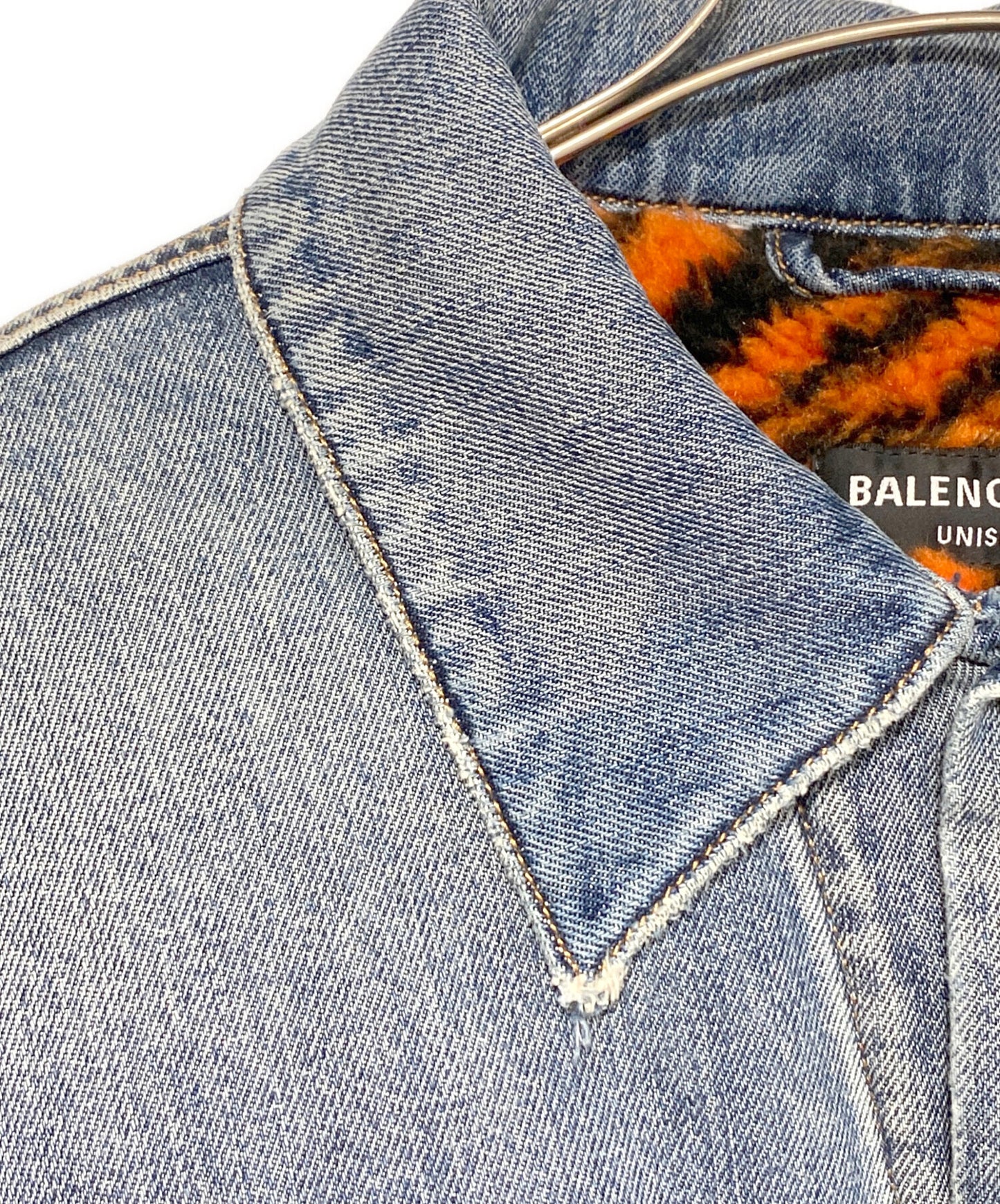 [Pre-owned] BALENCIAGA Tiger Boa Damaged Denim Jacket 657603 TJW73