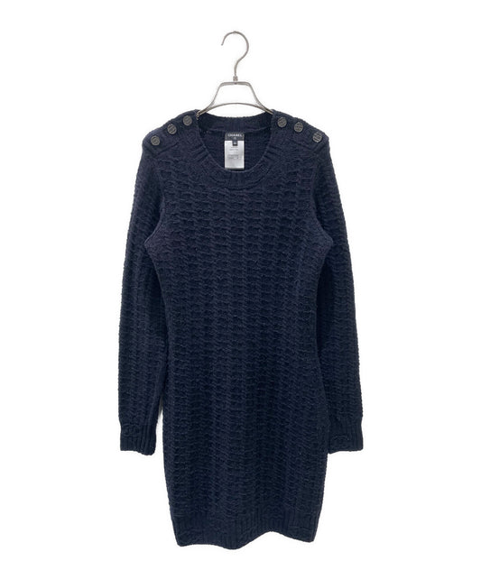 [Pre-owned] CHANEL Coco button cashmere blend dress/long sleeve dress P75622K10839 circa 2023