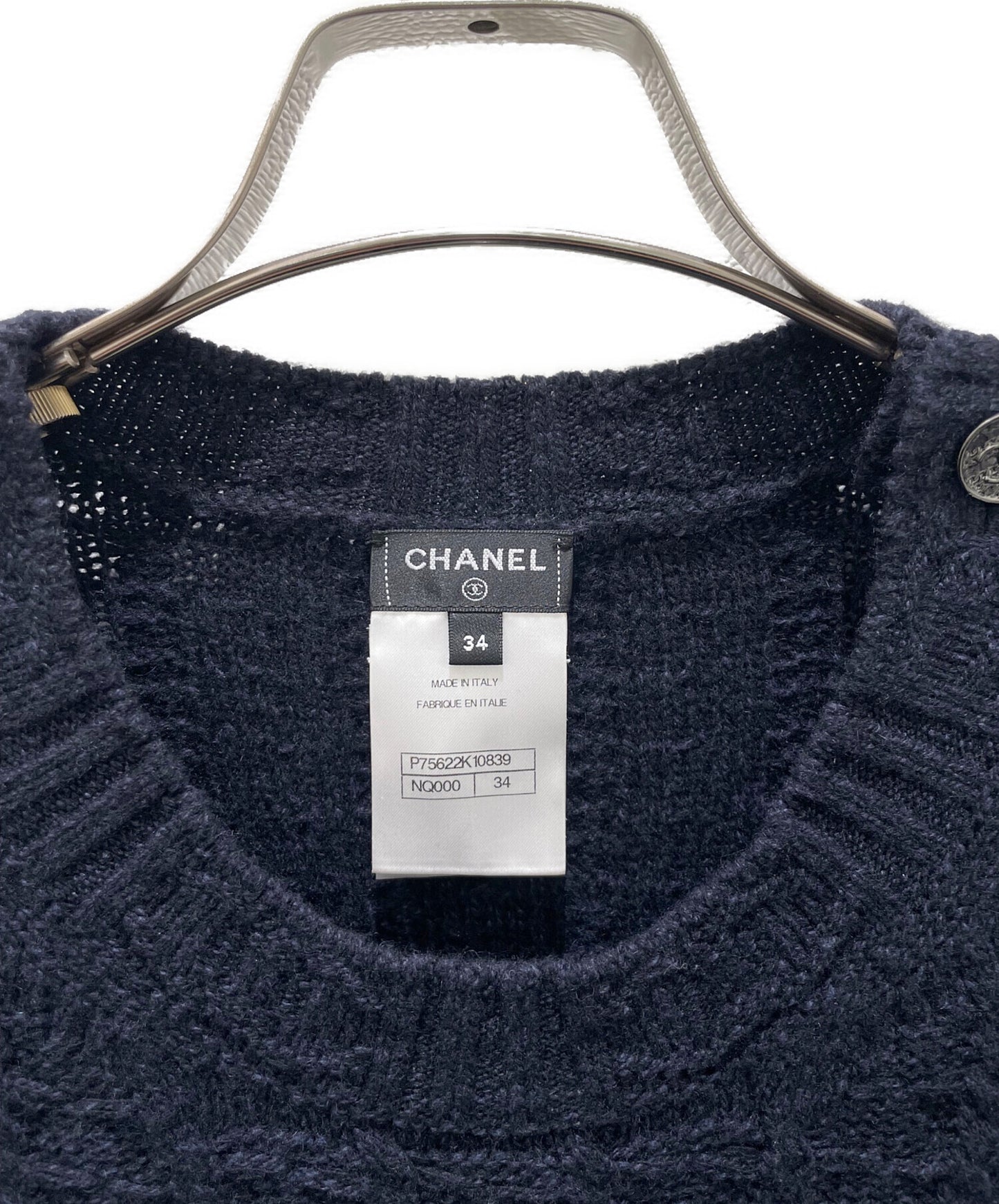 [Pre-owned] CHANEL Coco button cashmere blend dress/long sleeve dress P75622K10839 circa 2023