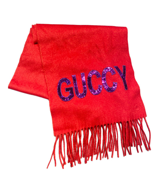 [Pre-owned] GUCCI  Scarf with Green "GUCCY" Sequins 502362 6500