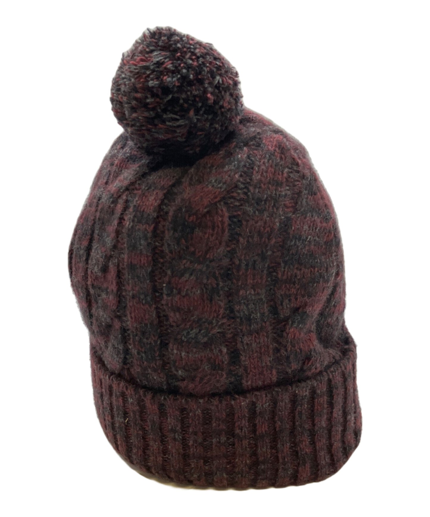 [Pre-owned] PRADA Wool Blend Ribbed Knit Beanie/Knit Hat/Logo Knit Hat UMD238.