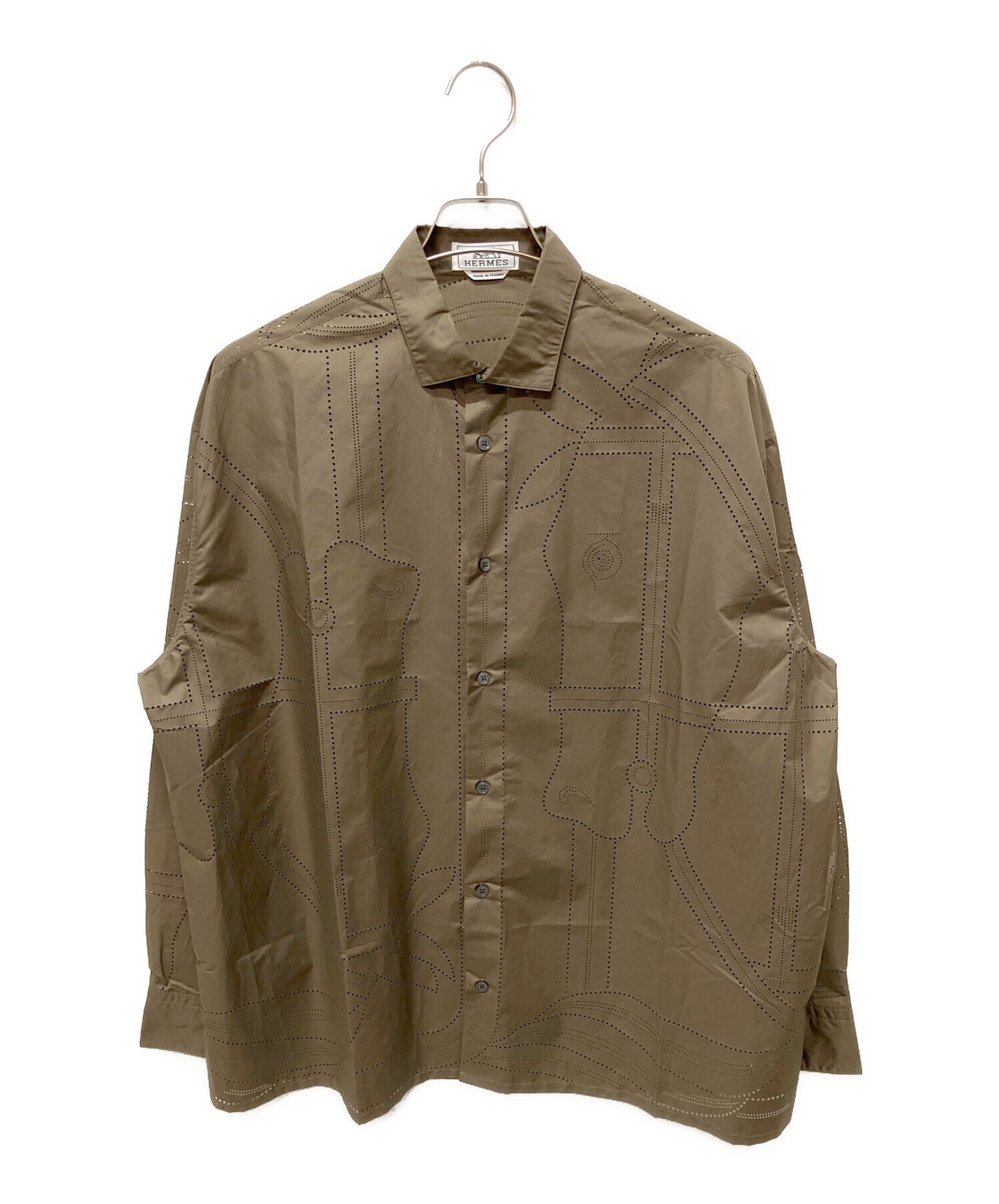 [Pre-owned] HERMES Serie Button Art Deco Perforated Shirt/Regular Shirt/Design Shirt