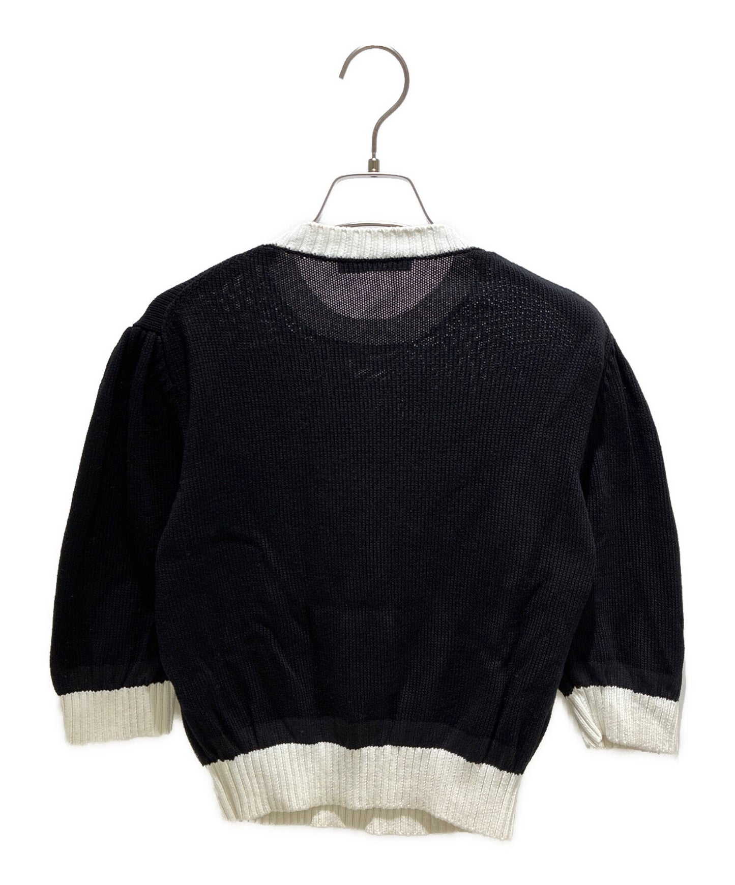 [Pre-owned] PRADA Triangle Logo Cropped Cotton Crew Neck Sweater / Short Sleeve Knit / Short Sleeve Knit / Knit Pullover P24I1R 1ZO5