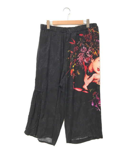 黑色丑闻Yohji Yamamoto收集的拉链裤印刷A/宽裤子HH-P54-249