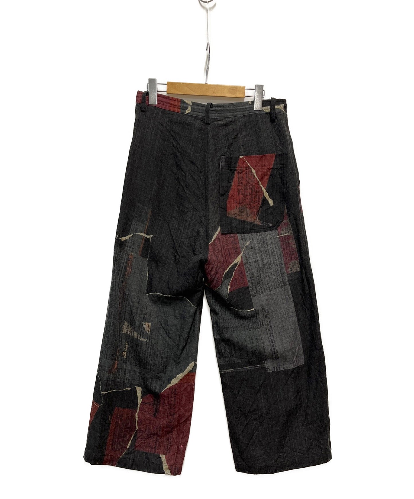 [Pre-owned] Y's WOOL DICTIONARY COLLAGE PRINT LONG STRAIGHT PANTS YE-P17-113