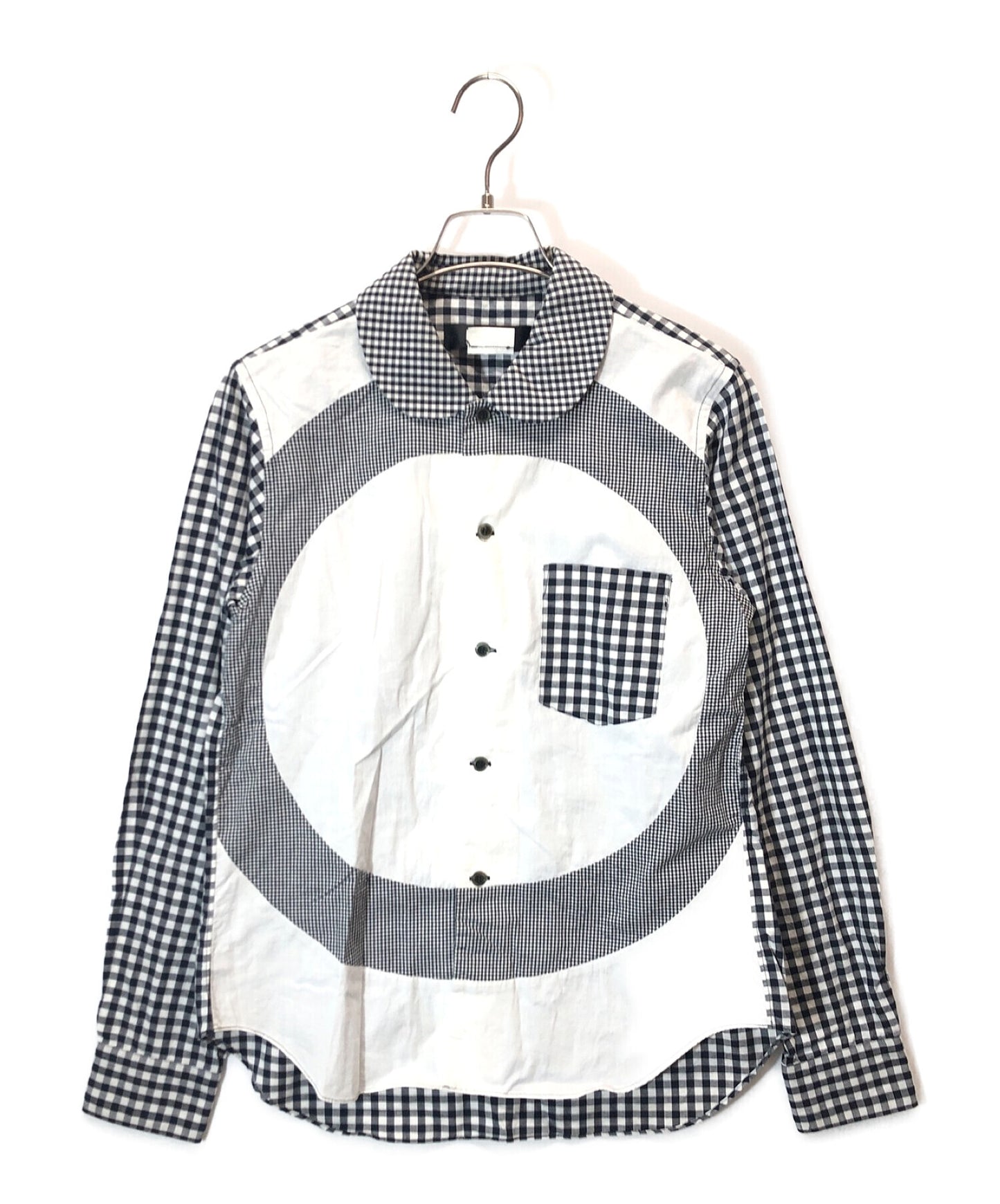 黑色COMME DES GARCONS圓領開關長袖襯衫1M-B019