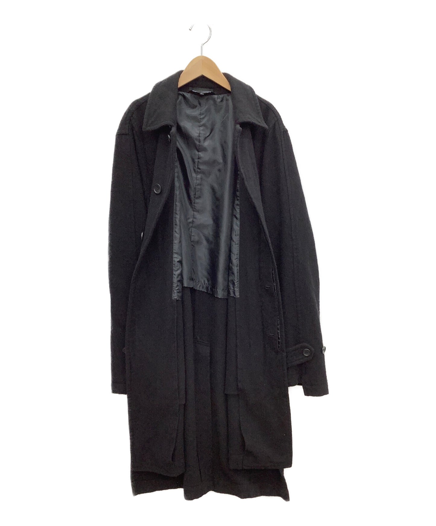 Black Comme des Garcons 제품-마일링 양모 Soutain 칼라 코트 1D-C001