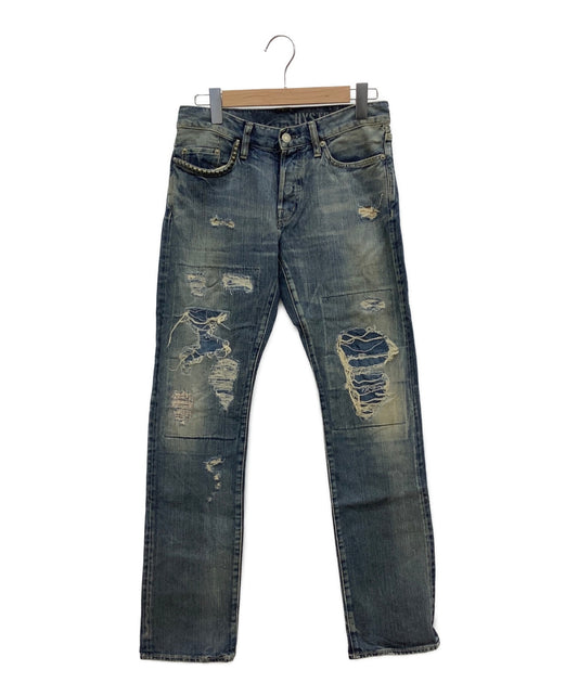 [Pre-owned] Hysteric Glamour LSR Processed Denim Studded Pants 0234AP10