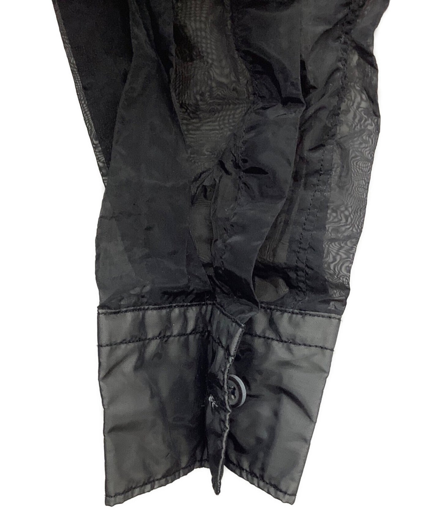 黑色COMME DES GARCONS皱纹透明衬衫1F-B023