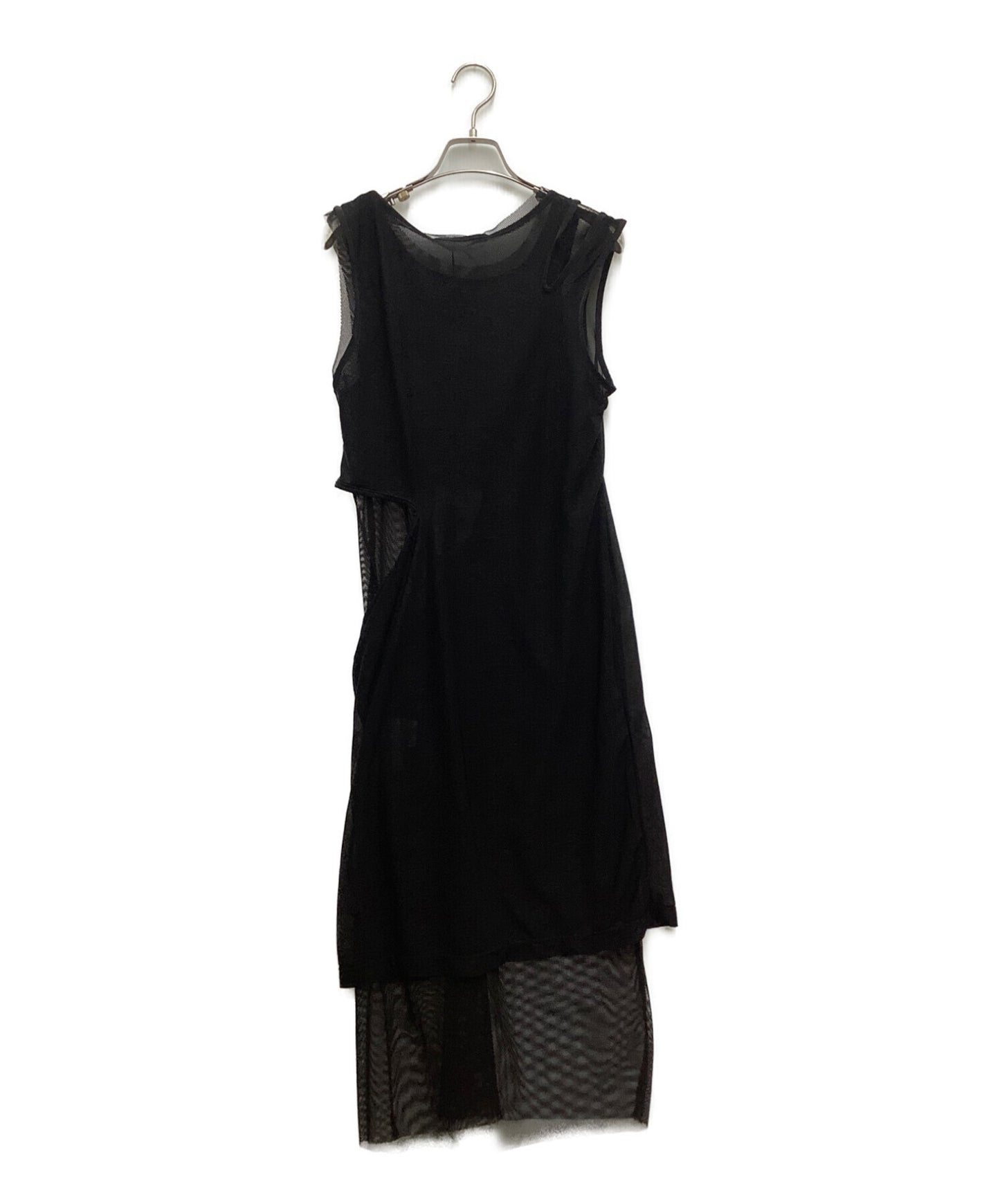 [Pre-owned] LIMI feu Sleeveless Dress Message Embroidery + Pe Net Layered Dress A LG-T62-832