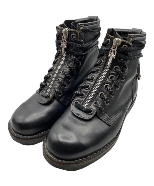 Chrome Hearts×Wesco Fireman Center Dagger Zip Lace-Up Boots 308033287Blk075201