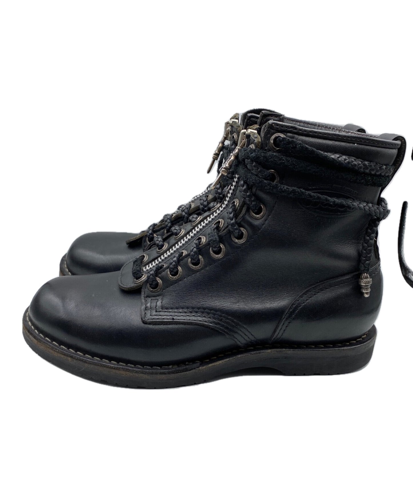 Chrome Hearts × Wesco Fireman Center Dagger Zip Lace-Up Boots 308033287BLK075201