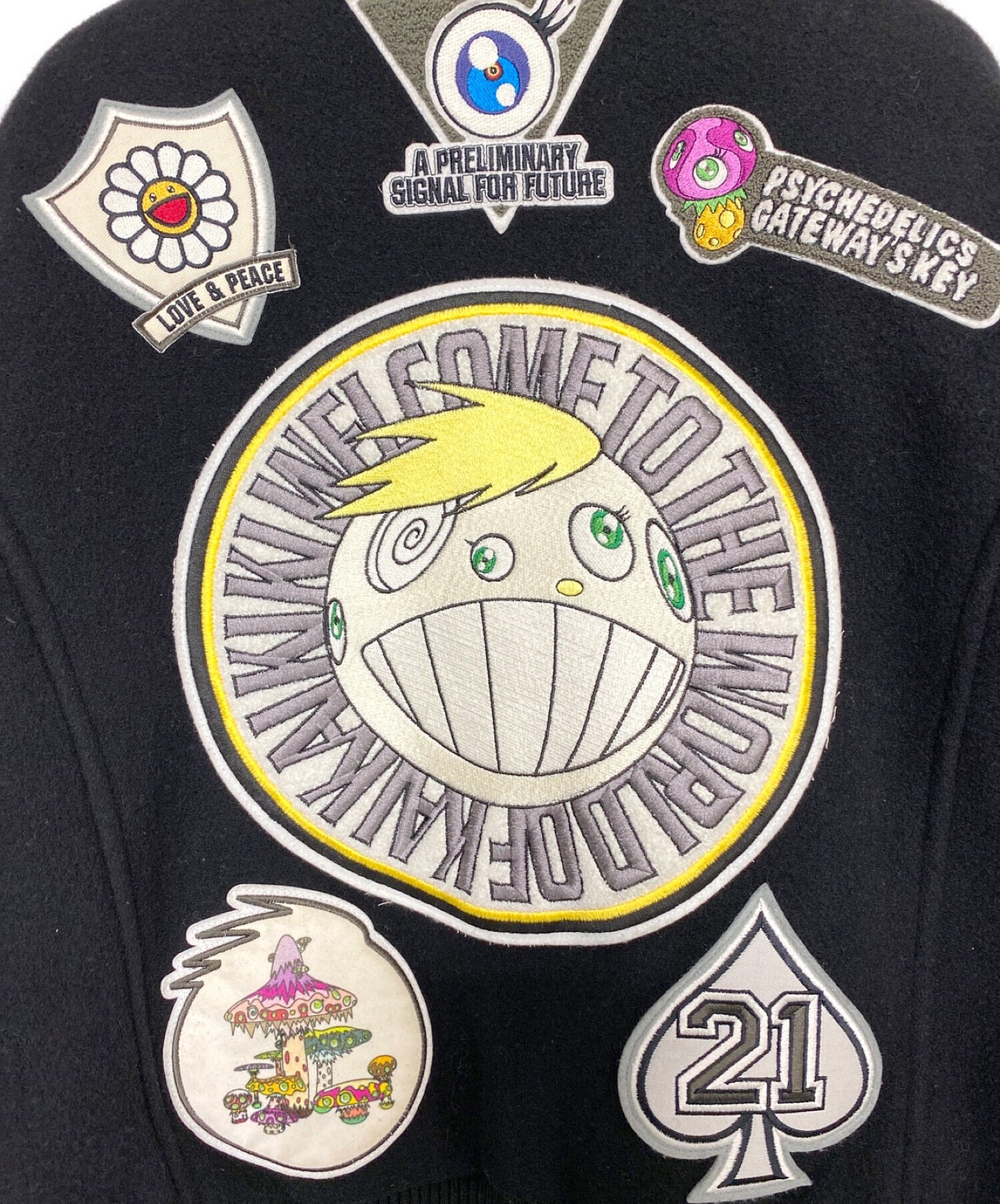 Issey Miyake × Takashi Murakami 02SS Motif Patch Varsity Jacket ME01-FC619