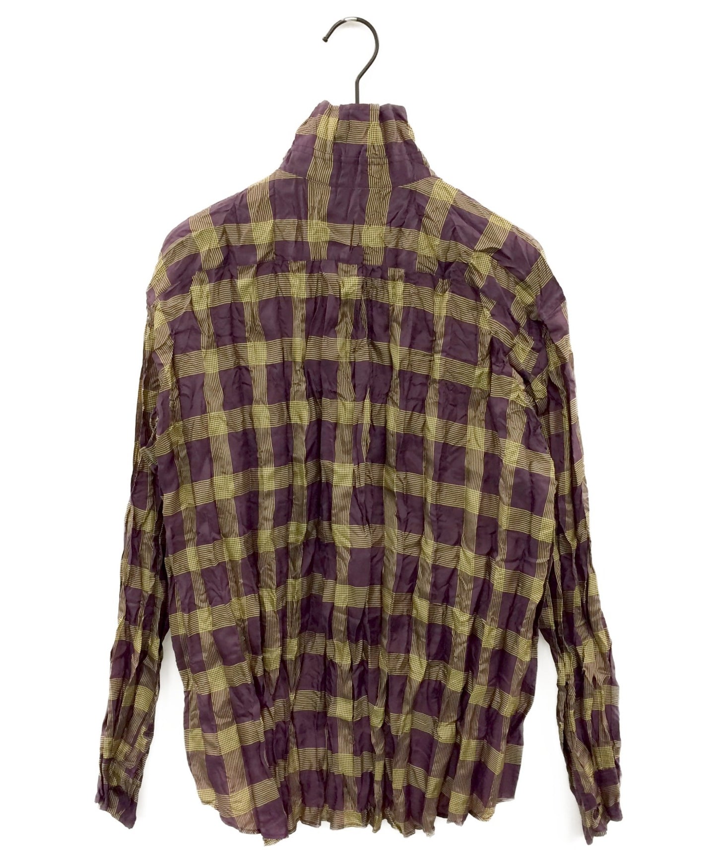 [Pre-owned] PLEATS PLEASE Wrinkled machining pleated check shirt PP13-PJ473