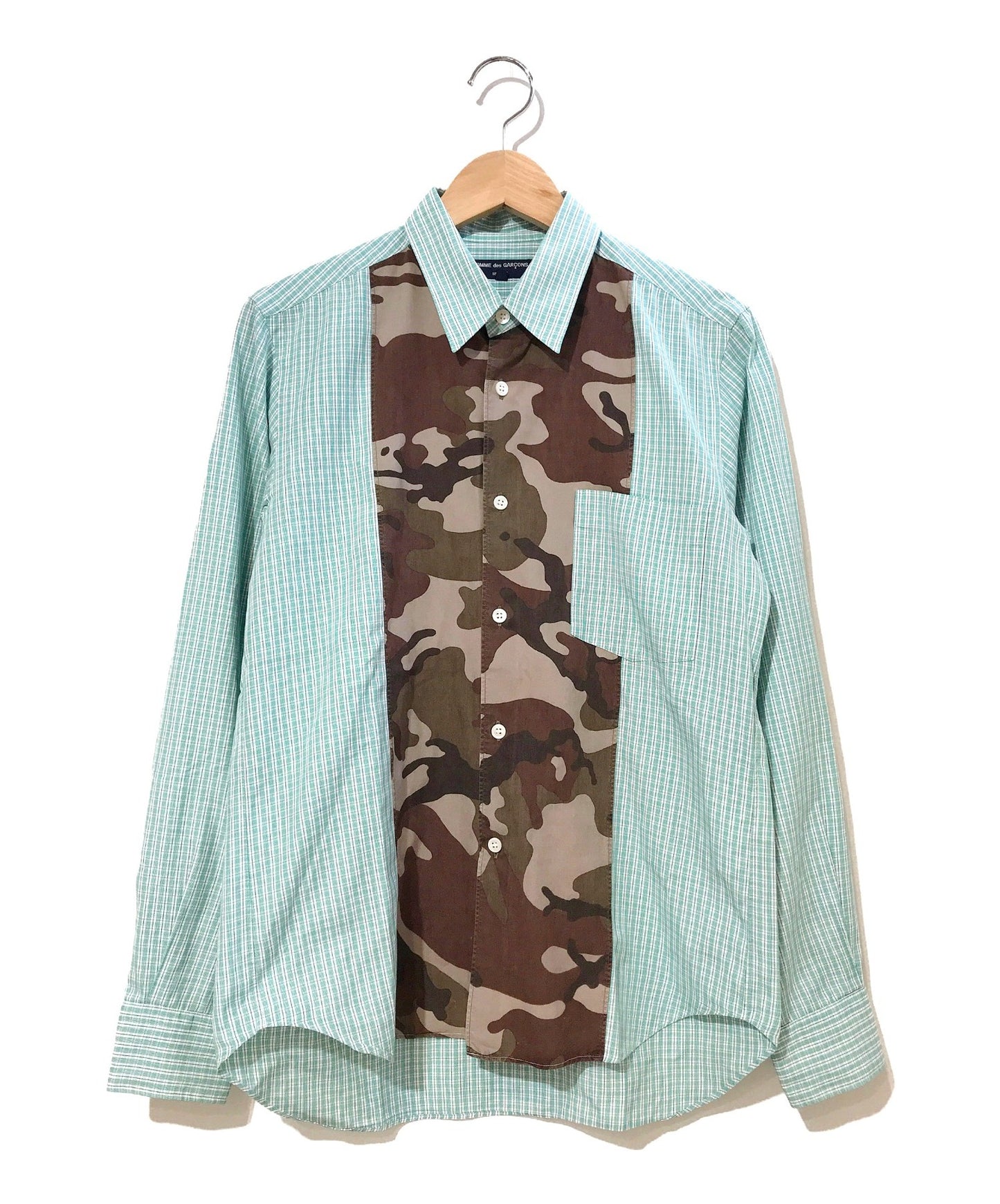 [Pre-owned] COMME des GARCONS HOMME Camouflage & Checked Switching Shirt HI-B003
