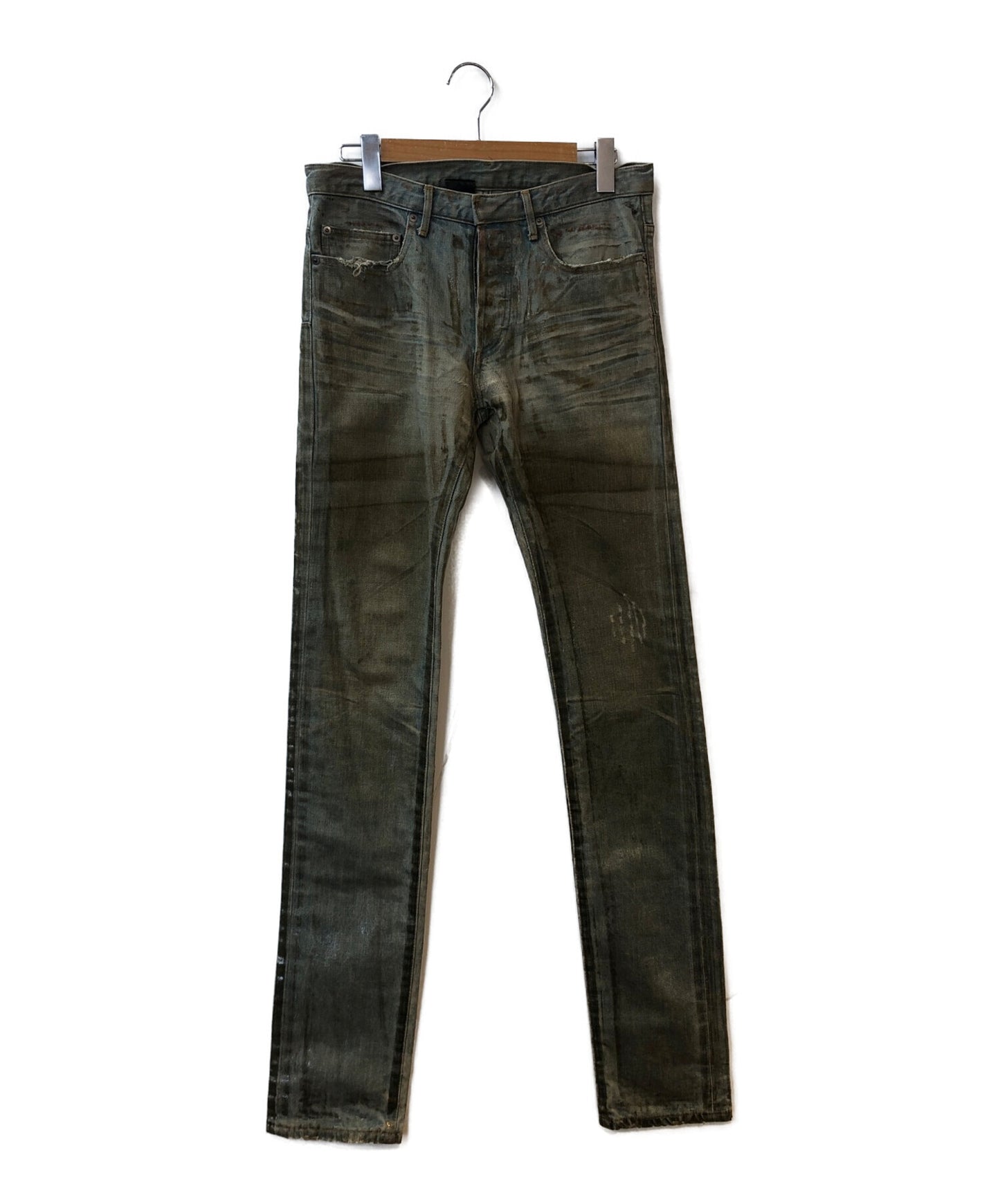 [Pre-owned] DIOR HOMME 04SS Ice Blue Silicon Coated Denim Pants