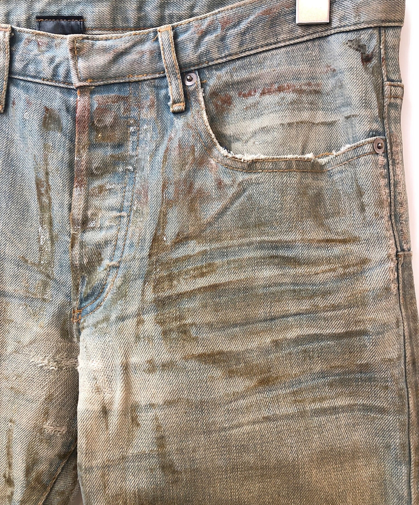 Dior Homme 04SS冰藍色矽塗層牛仔布褲