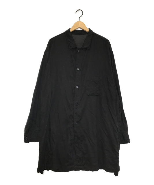 [Pre-owned] Yohji Yamamoto POUR HOMME CELLULOSE GARMENT DYE LAWN OPEN COLLAR BLOUSE HX-B08-200