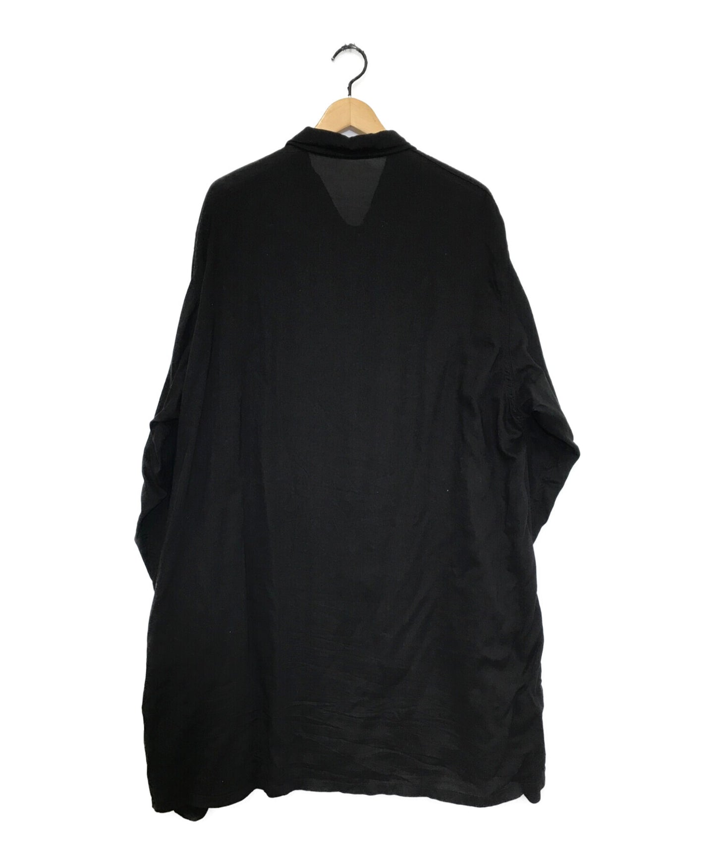 Yohji Yamamoto Pour Homme เซลลูโลสเสื้อผ้าย้อมสนามหญ้าเปิดปลอกคอเสื้อ HX-B08-200