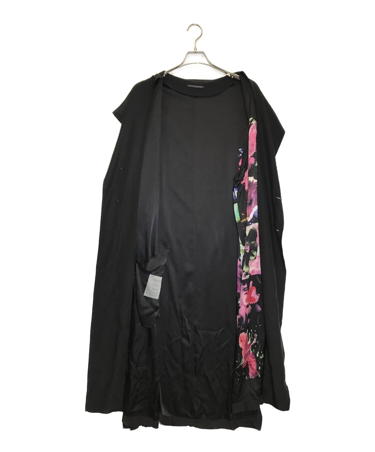 Yohji Yamamoto Pour Homme 22SS Silk Satin Flower Print No Collar Dress Hg-D03-410